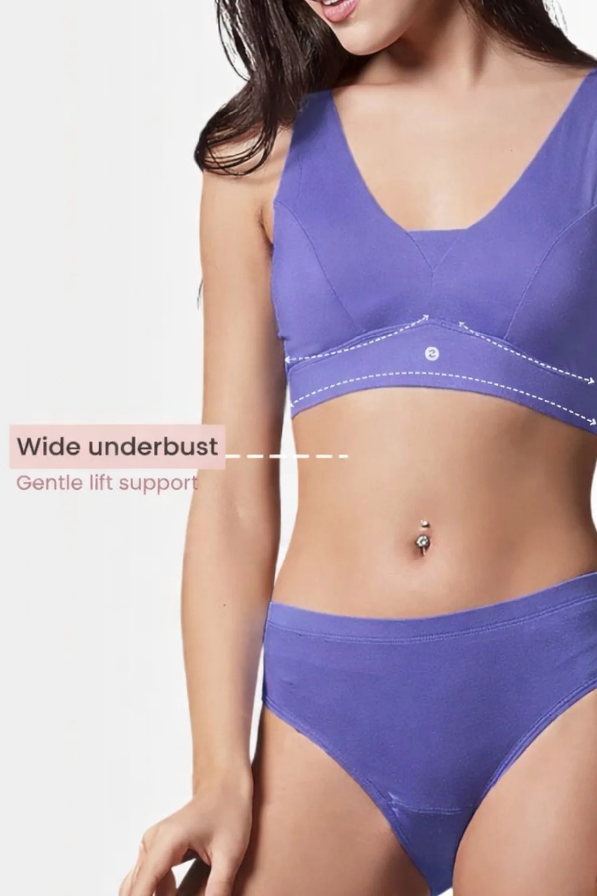 Fixed Padded Modal Maternity Feeding Bra with Support - Royal Blue - Image 4