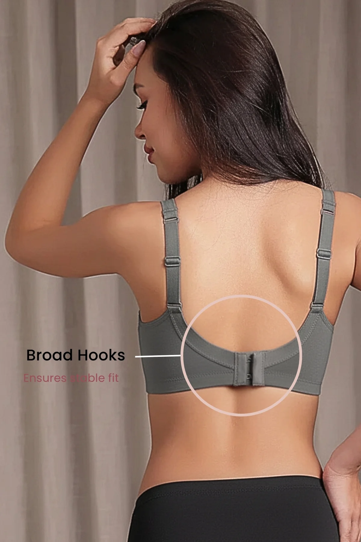 Fixed Padded Modal Maternity Feeding Bra with Support - Steel Grey - Image 6