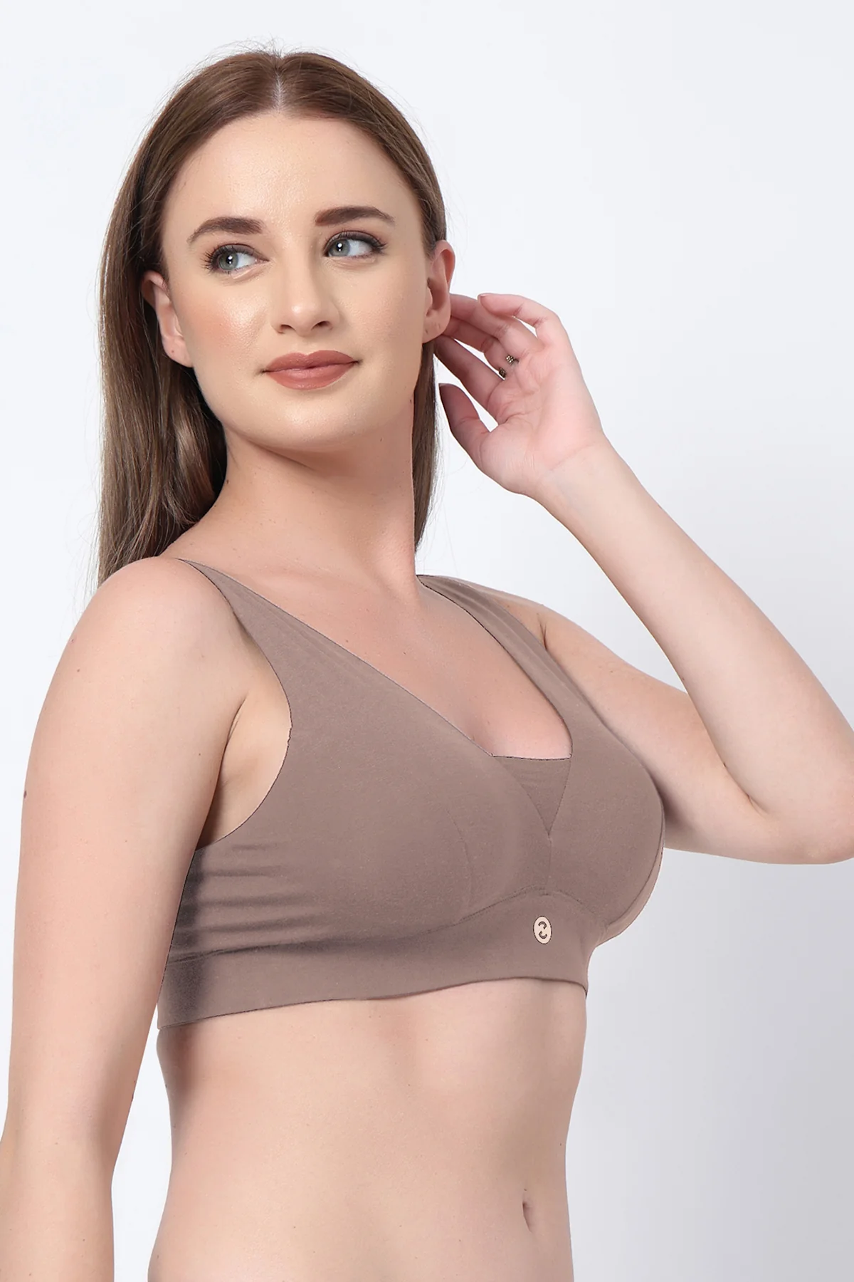 Fixed Padded Pack of 2 Modal Maternity Feeding Bra with Support - (Black, Coco) - Image 7