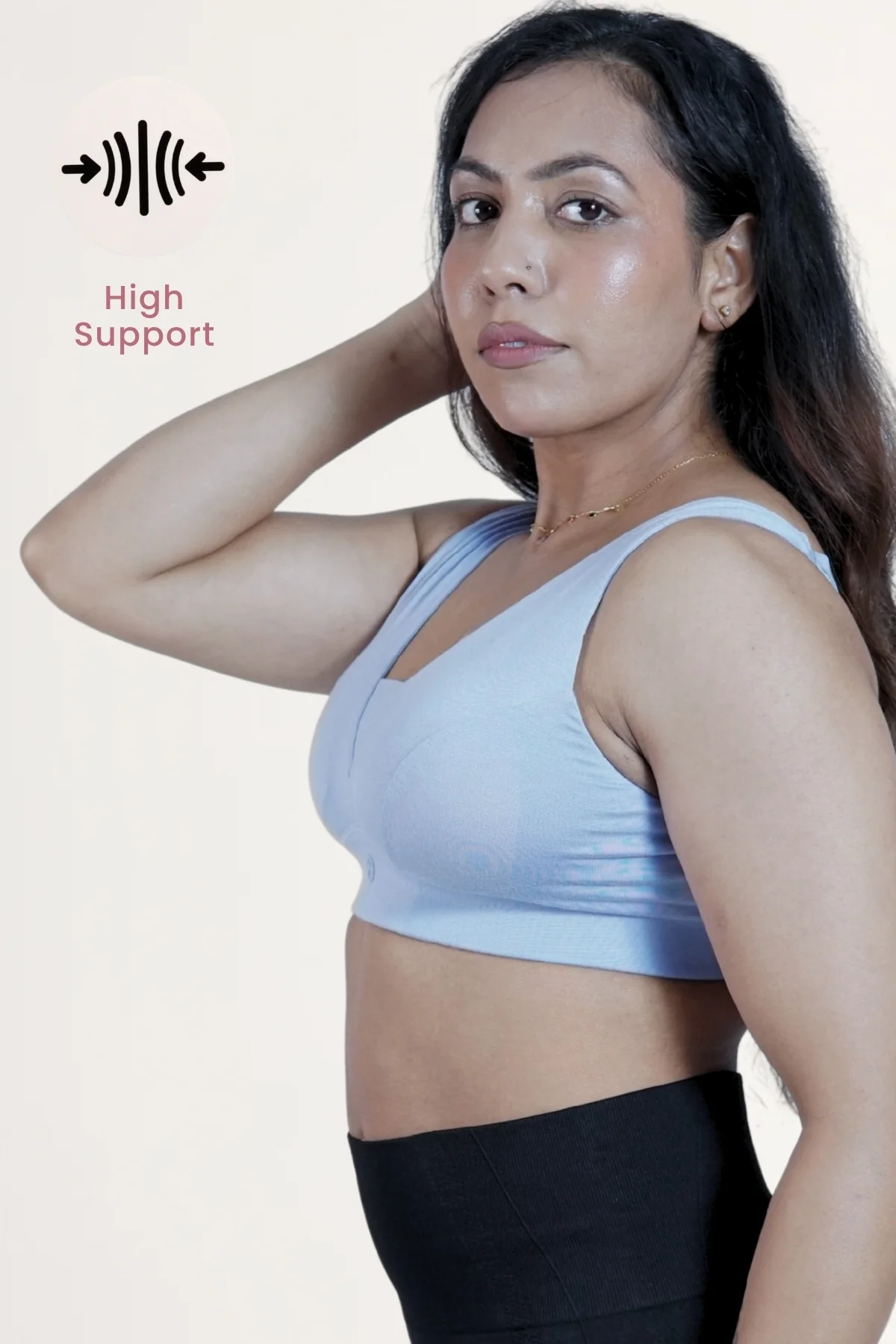 Fixed Padded Pack of 2 Modal Maternity Feeding Bra with Support - (Black, M-Blue) - Image 8