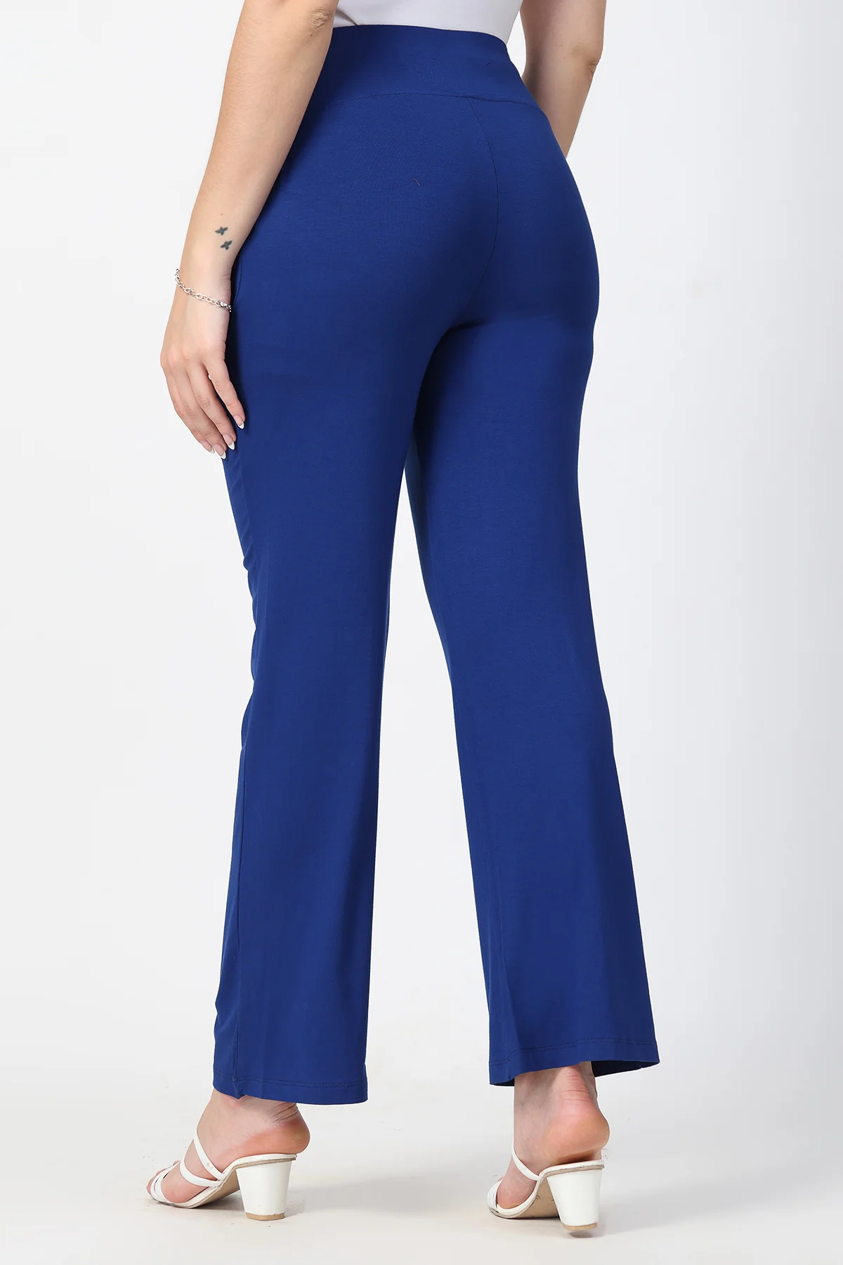 Flared High Waist Maternity Pants with Pockets - Royal Blue - Image 3