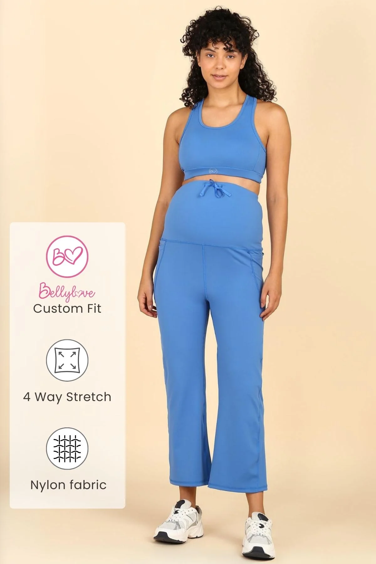 Full Bump-Coverage Blue Flair Maternity Pants - Image 2