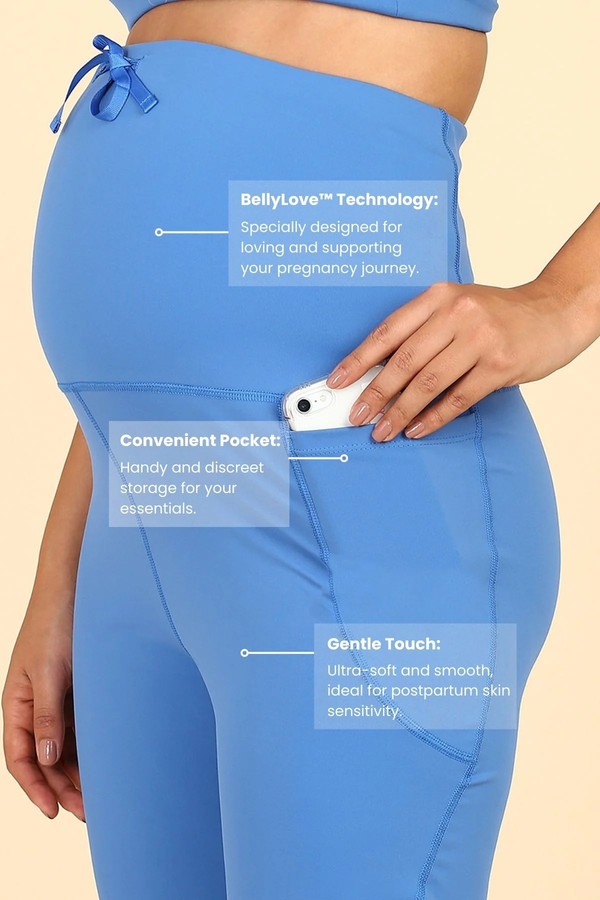 Full Bump-Coverage Blue Flair Maternity Pants - Image 3