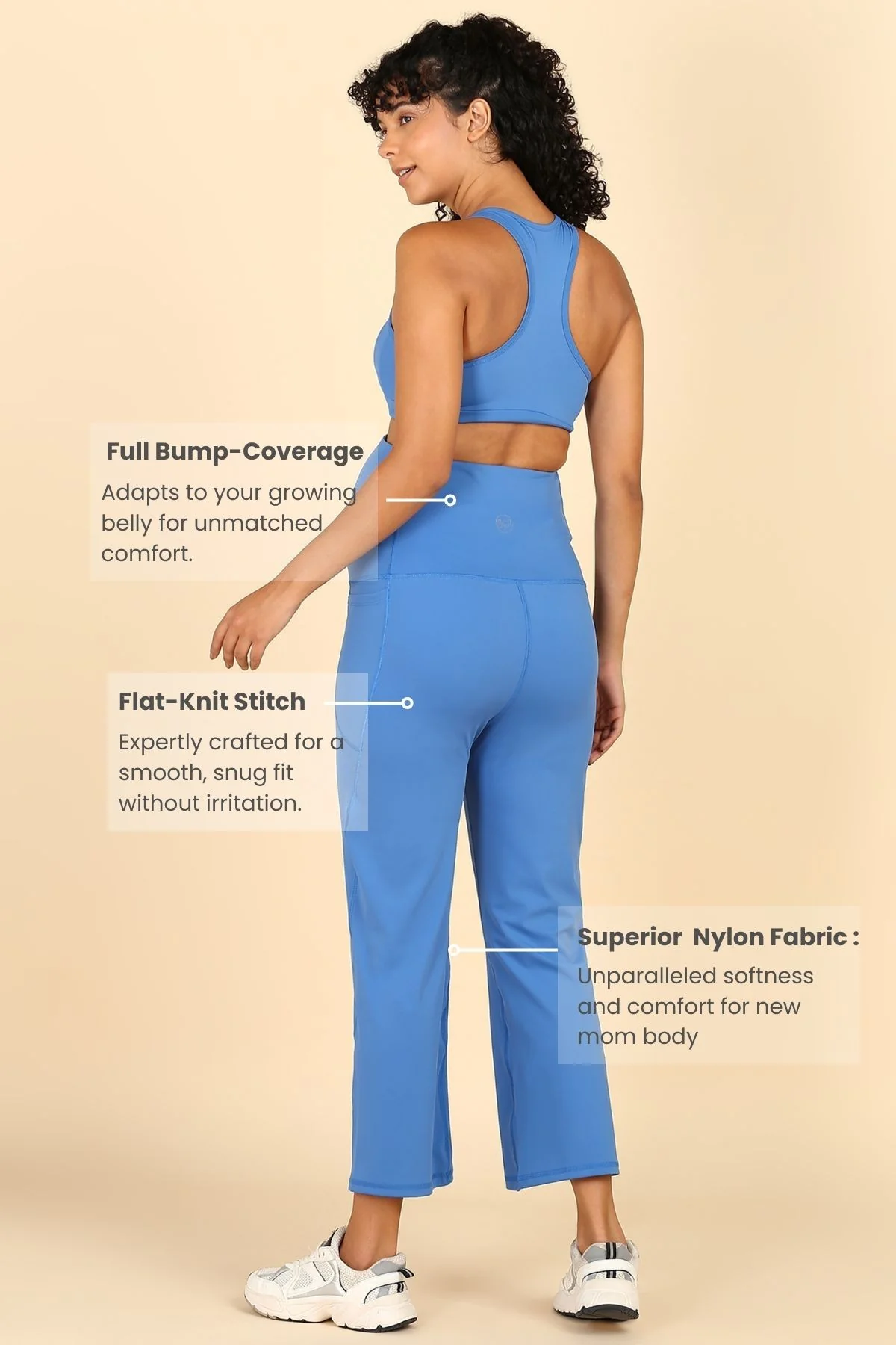 Full Bump-Coverage Blue Flair Maternity Pants - Image 4