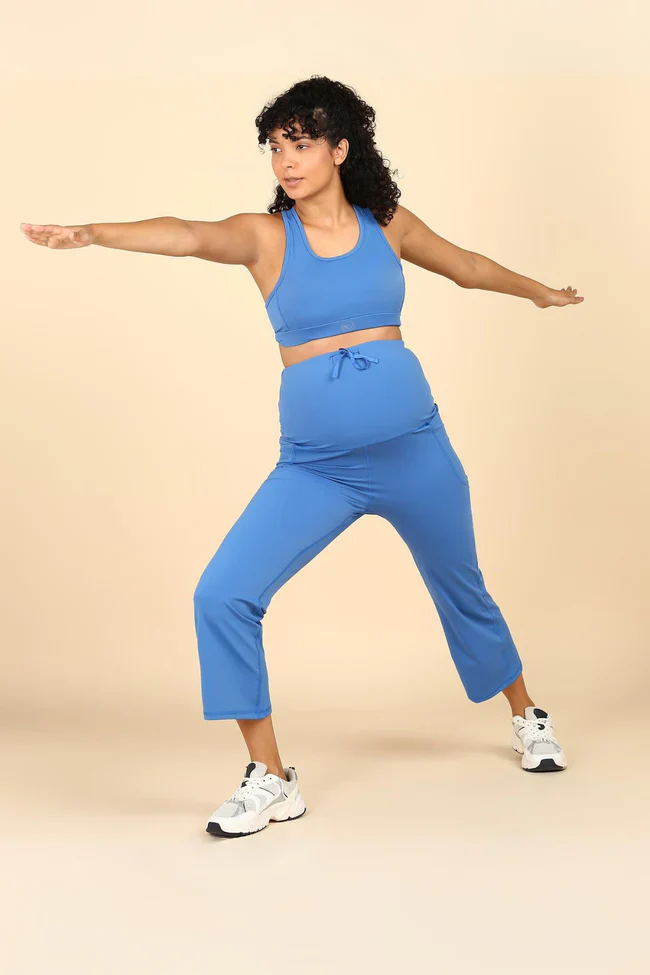 Full Bump-Coverage Blue Flair Maternity Pants - Image 7