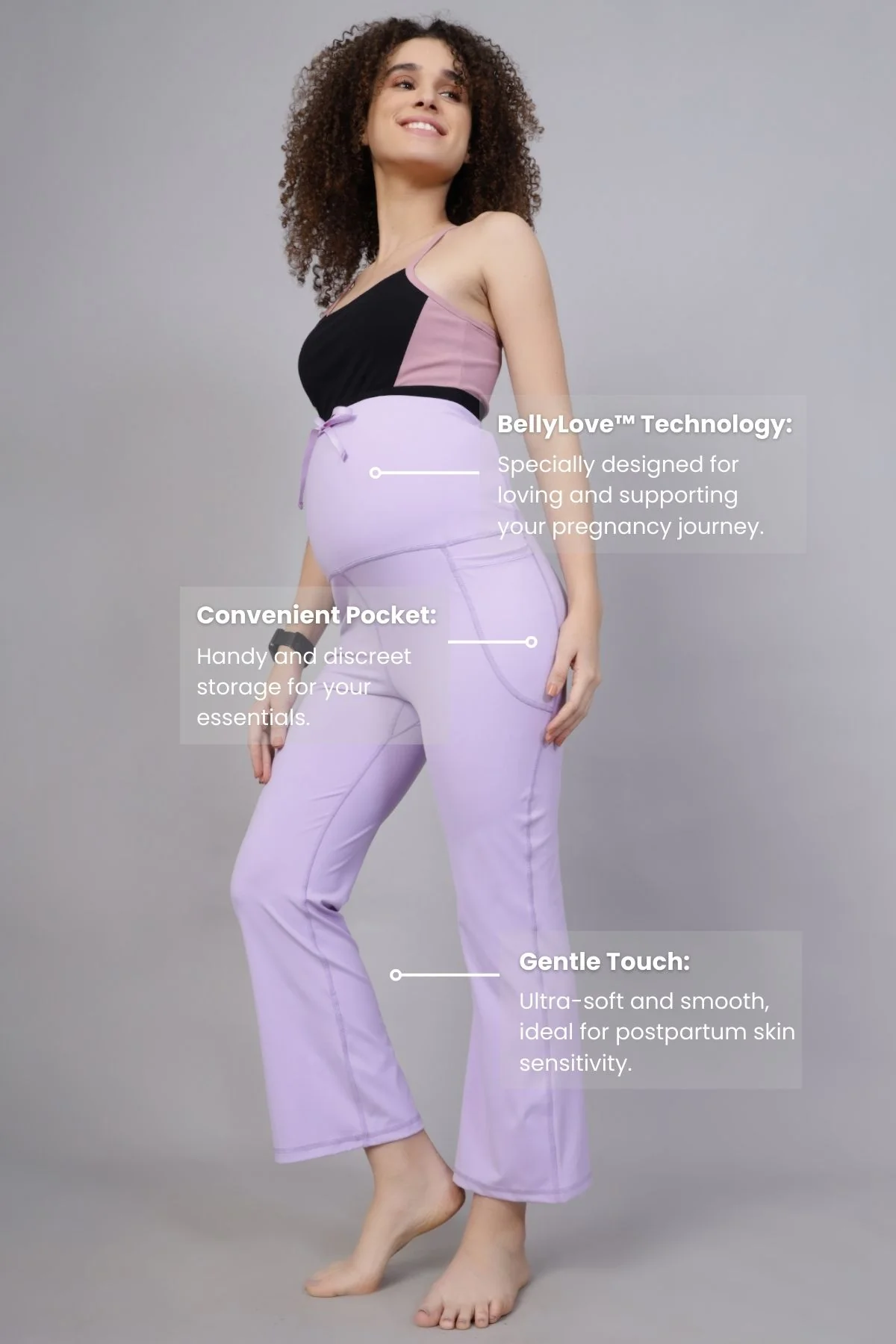 Full Bump-Coverage Lavender Flair Maternity Pants - Image 2