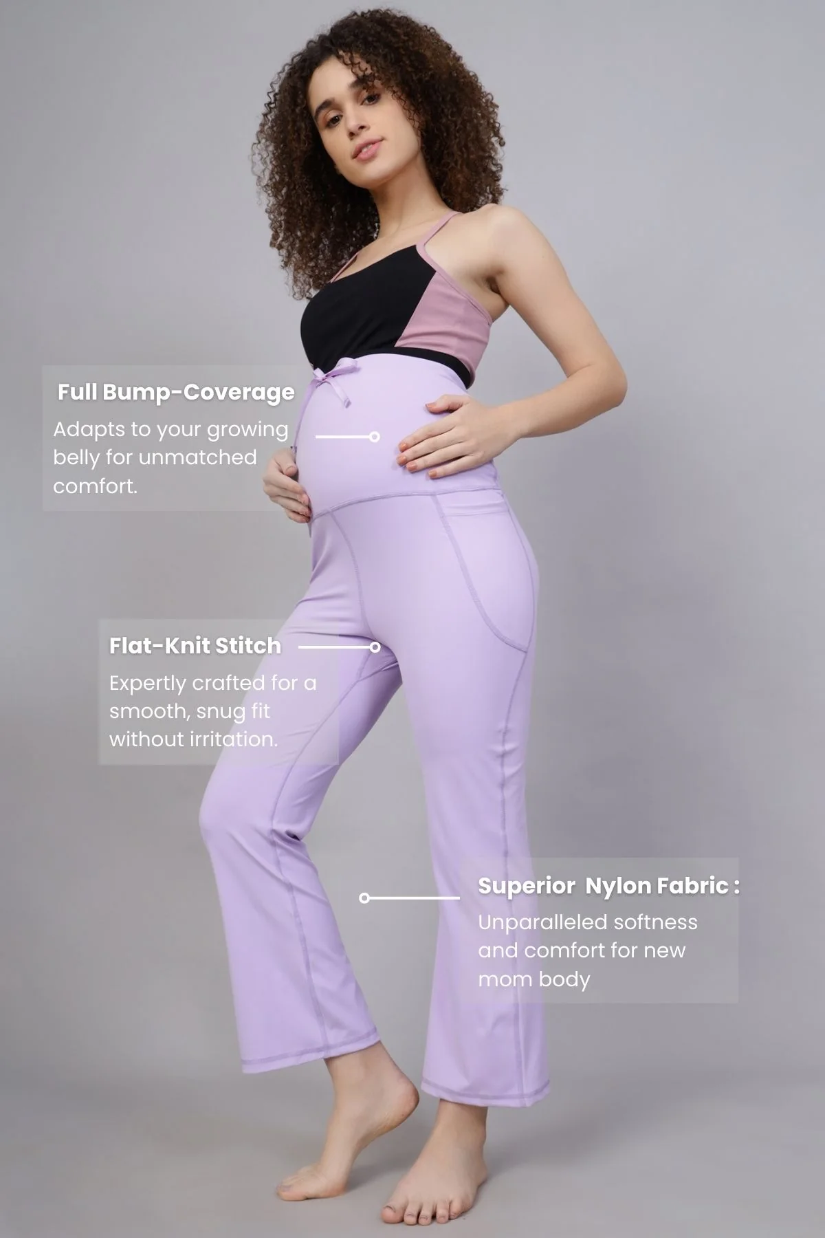 Full Bump-Coverage Lavender Flair Maternity Pants - Image 3