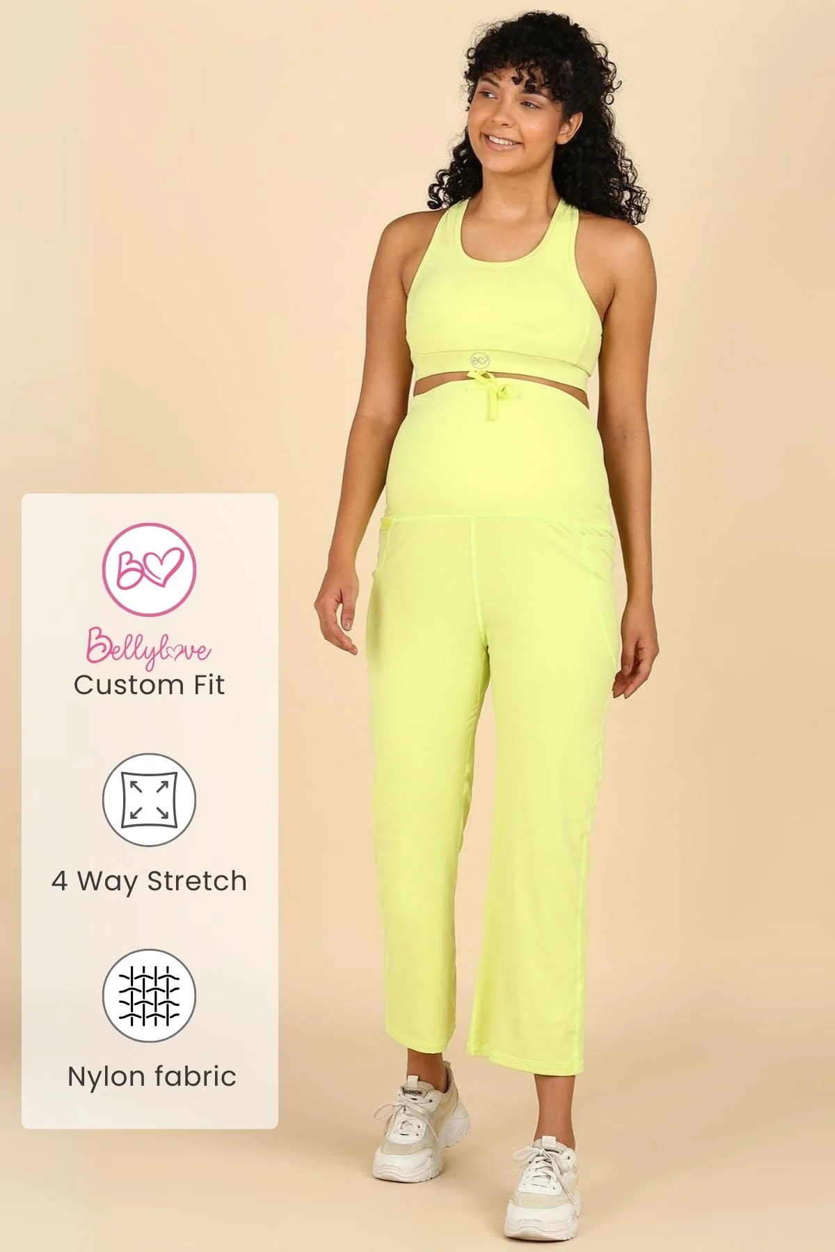 Full Bump-Coverage Lime Flair Maternity Pants - Image 2