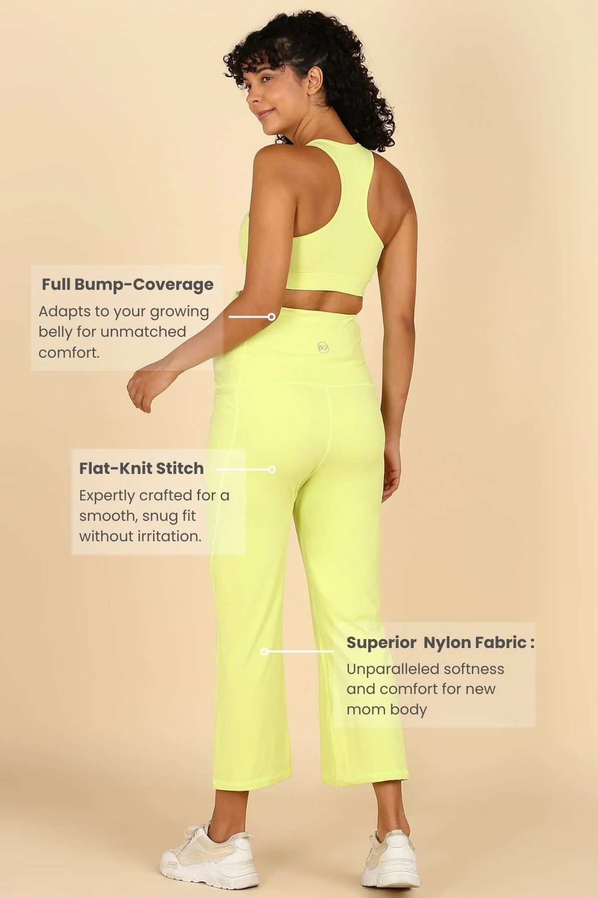 Full Bump-Coverage Lime Flair Maternity Pants - Image 4