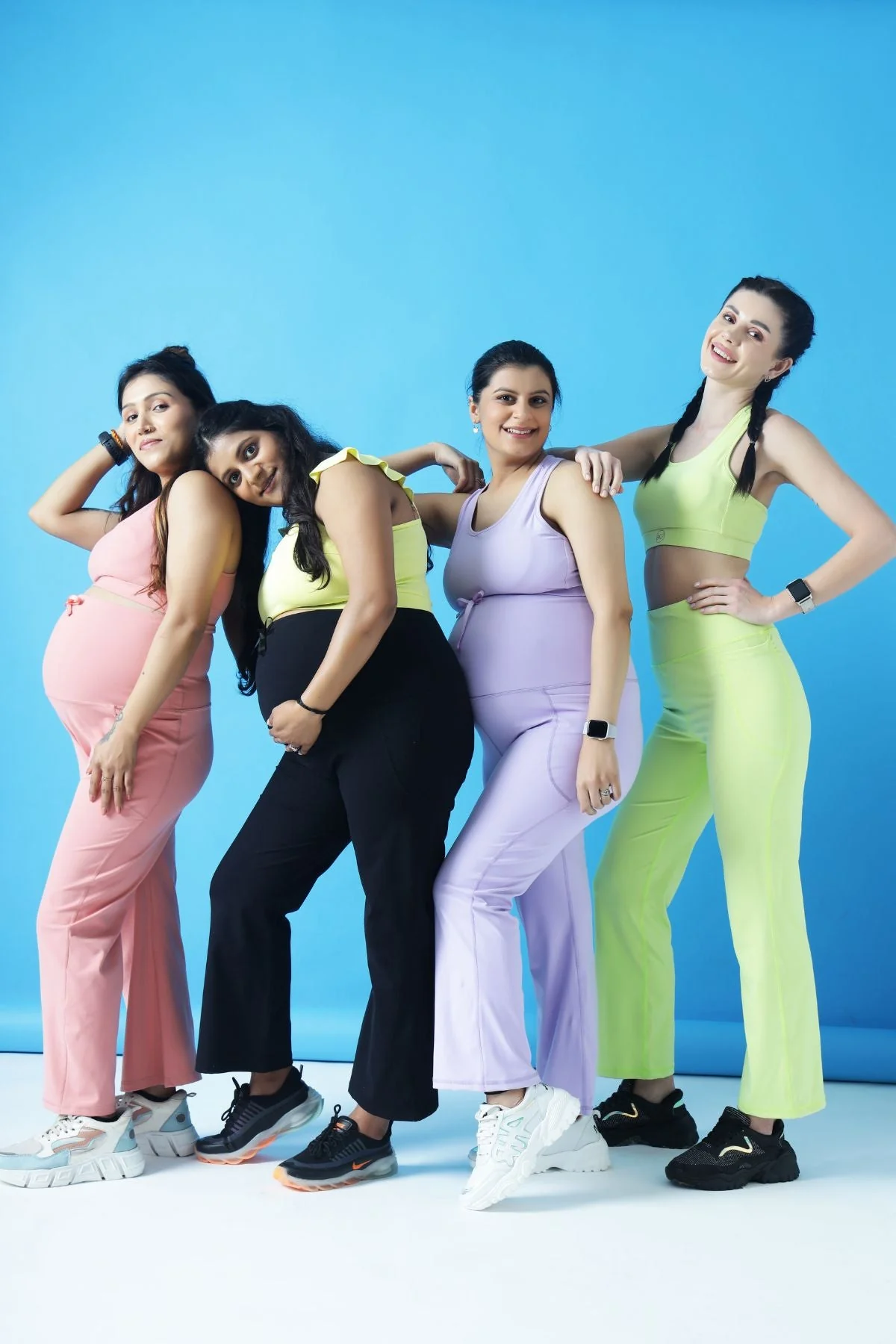 High Waisted Gentle Compression Blue Postpartum Pants - Image 13
