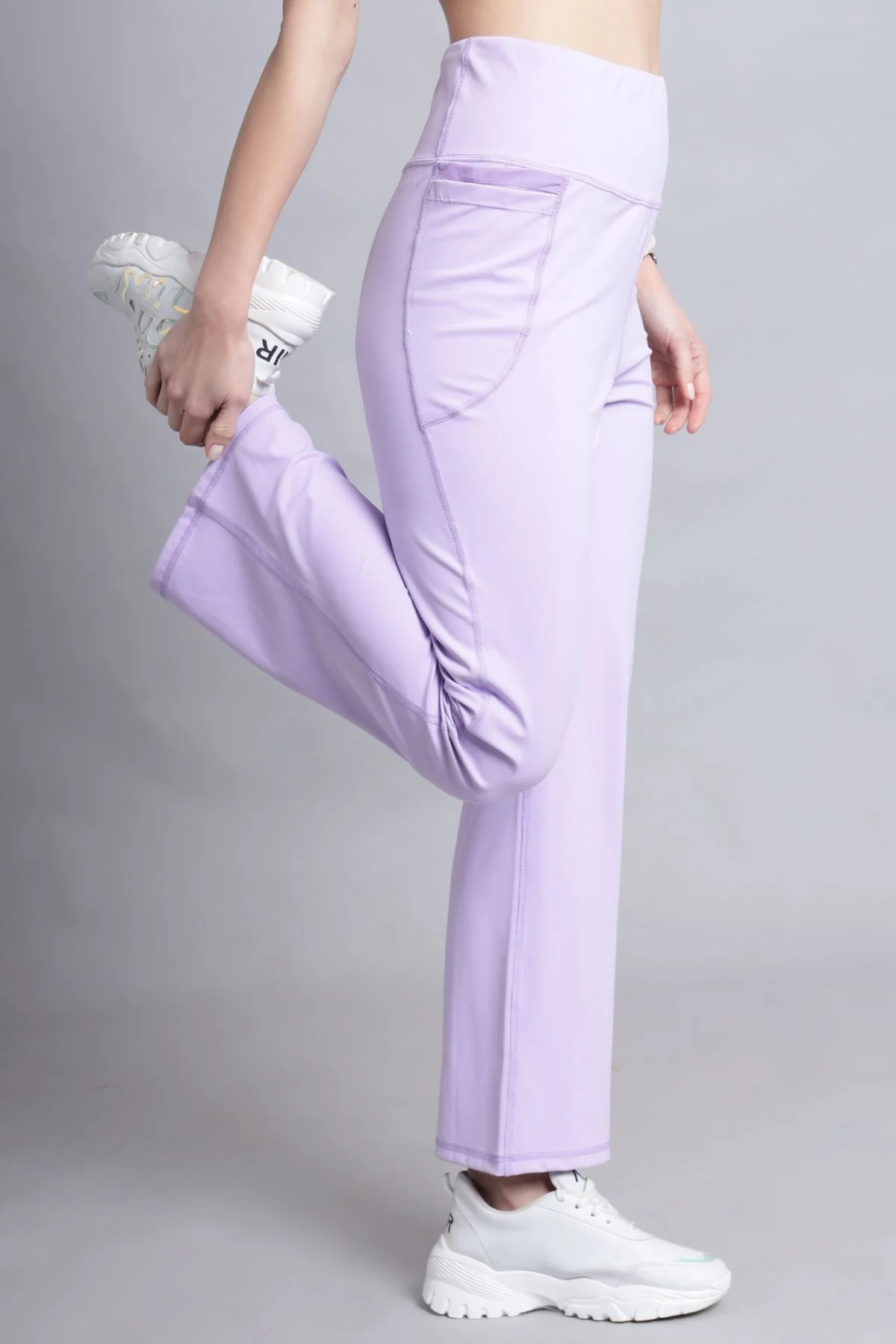 High Waisted Gentle Compression Lavender Postpartum Pants - Image 6