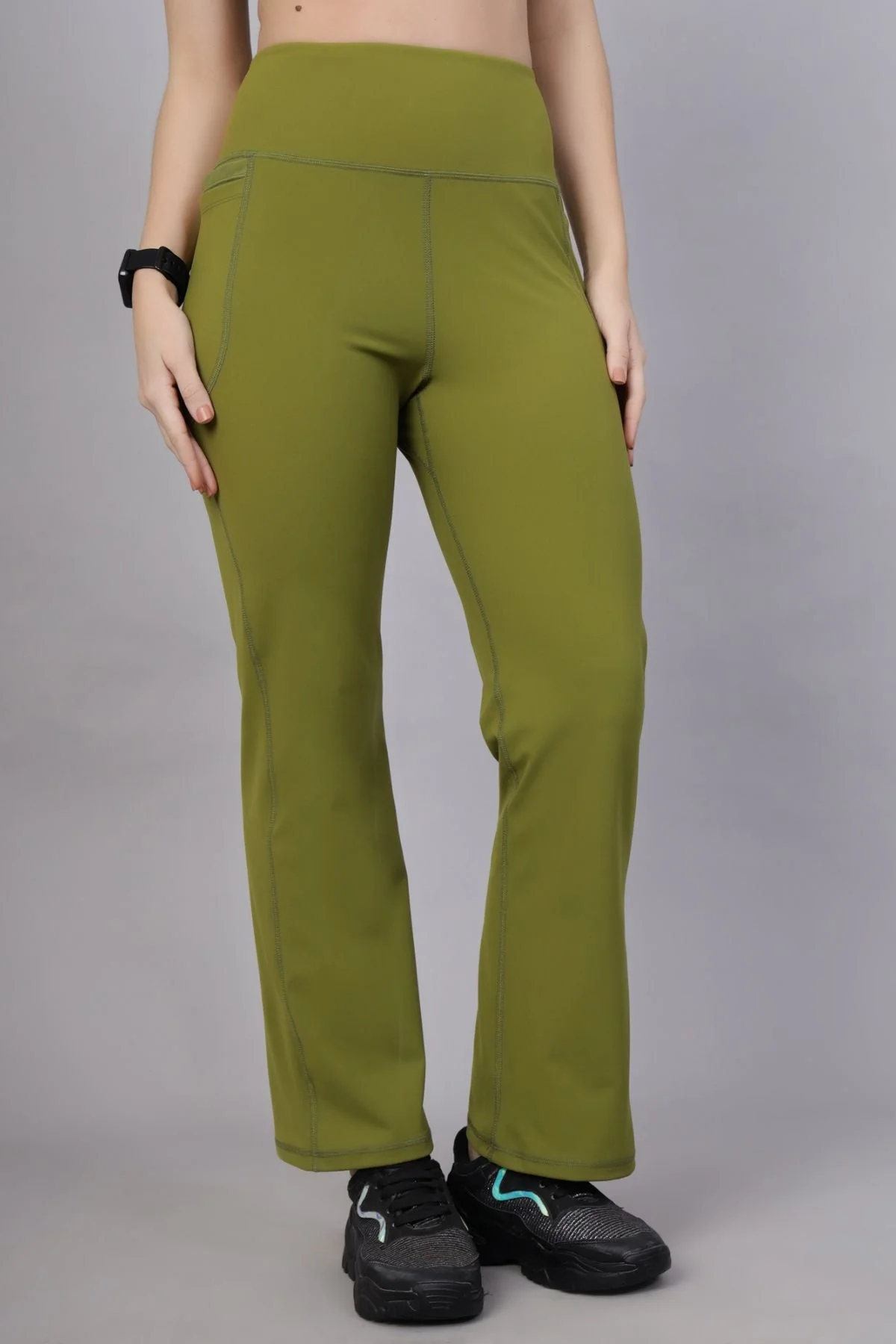 High Waisted Gentle Compression Olive Postpartum Pants - Image 10