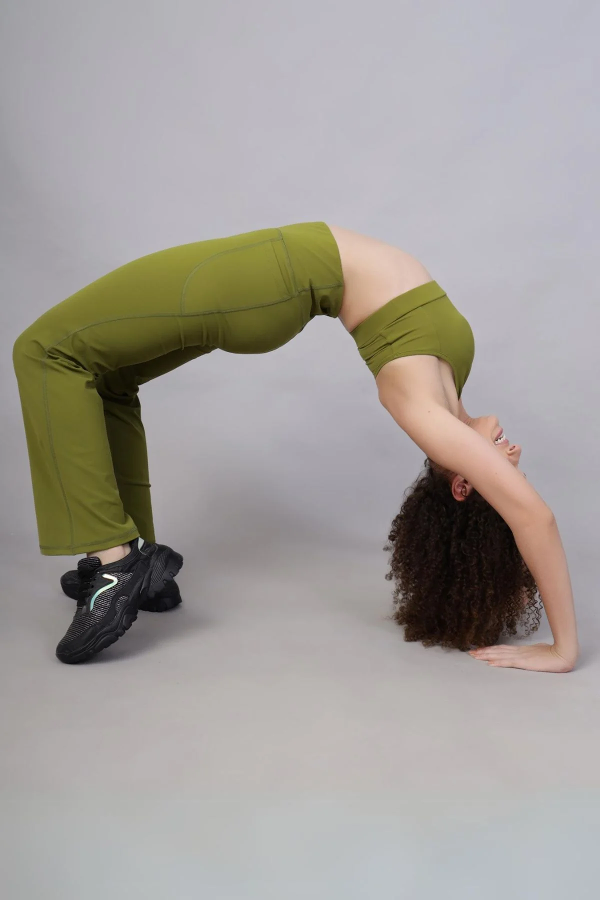 High Waisted Gentle Compression Olive Postpartum Pants - Image 6