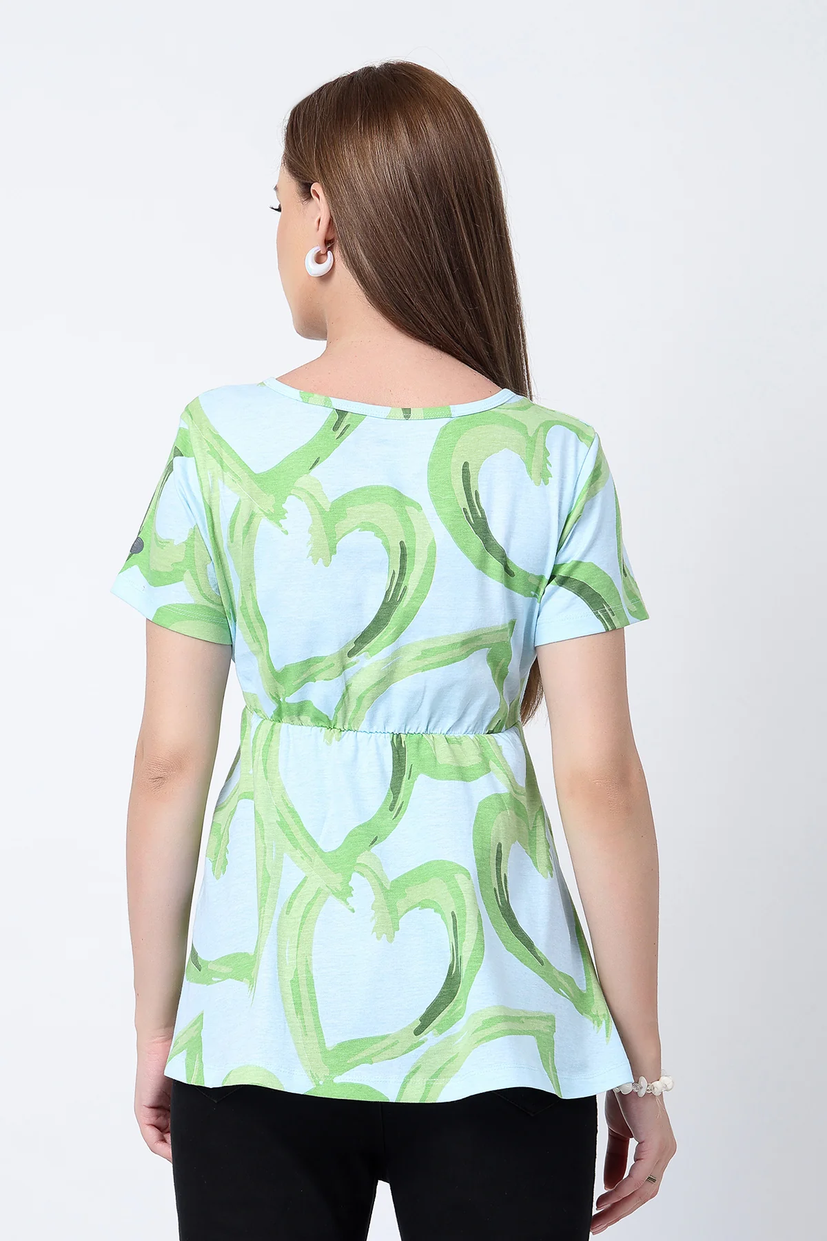 Floral Maternity Top for Zipless Feeding - Matcha - Image 3