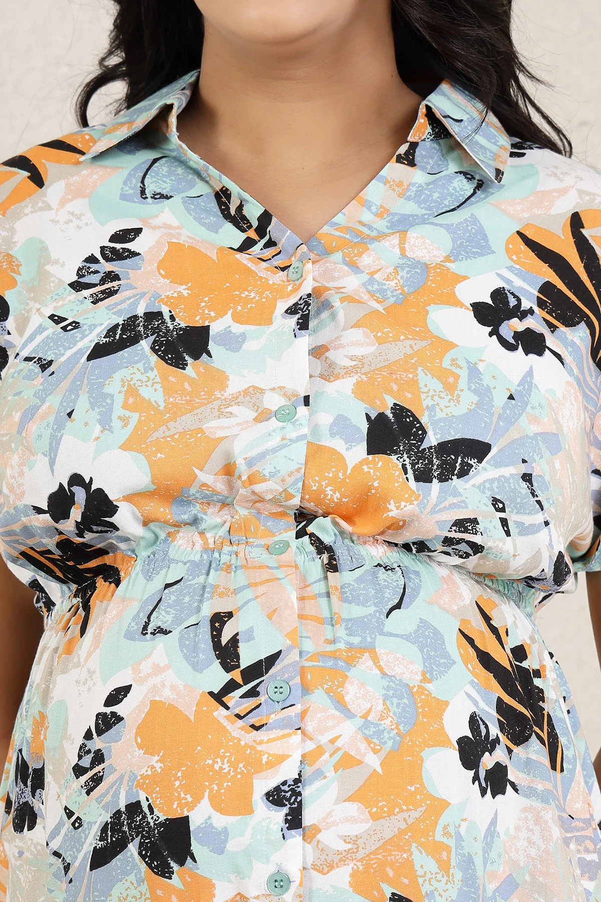 Floral Printed 100% Rayon Zipless Maternity Dress - Image 7