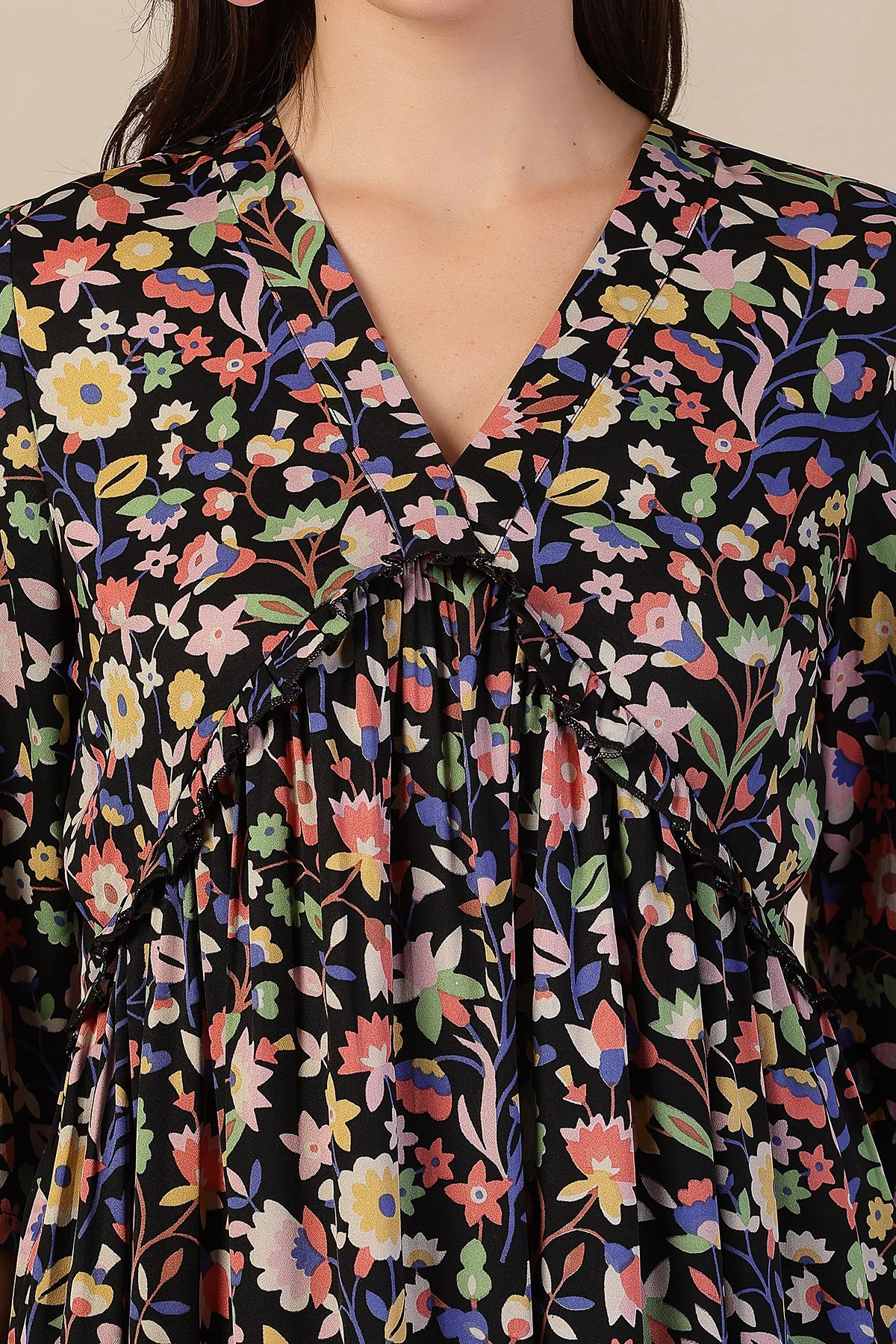 Floral Printed Maternity Concealed Zip Feeding Dress - Image 6