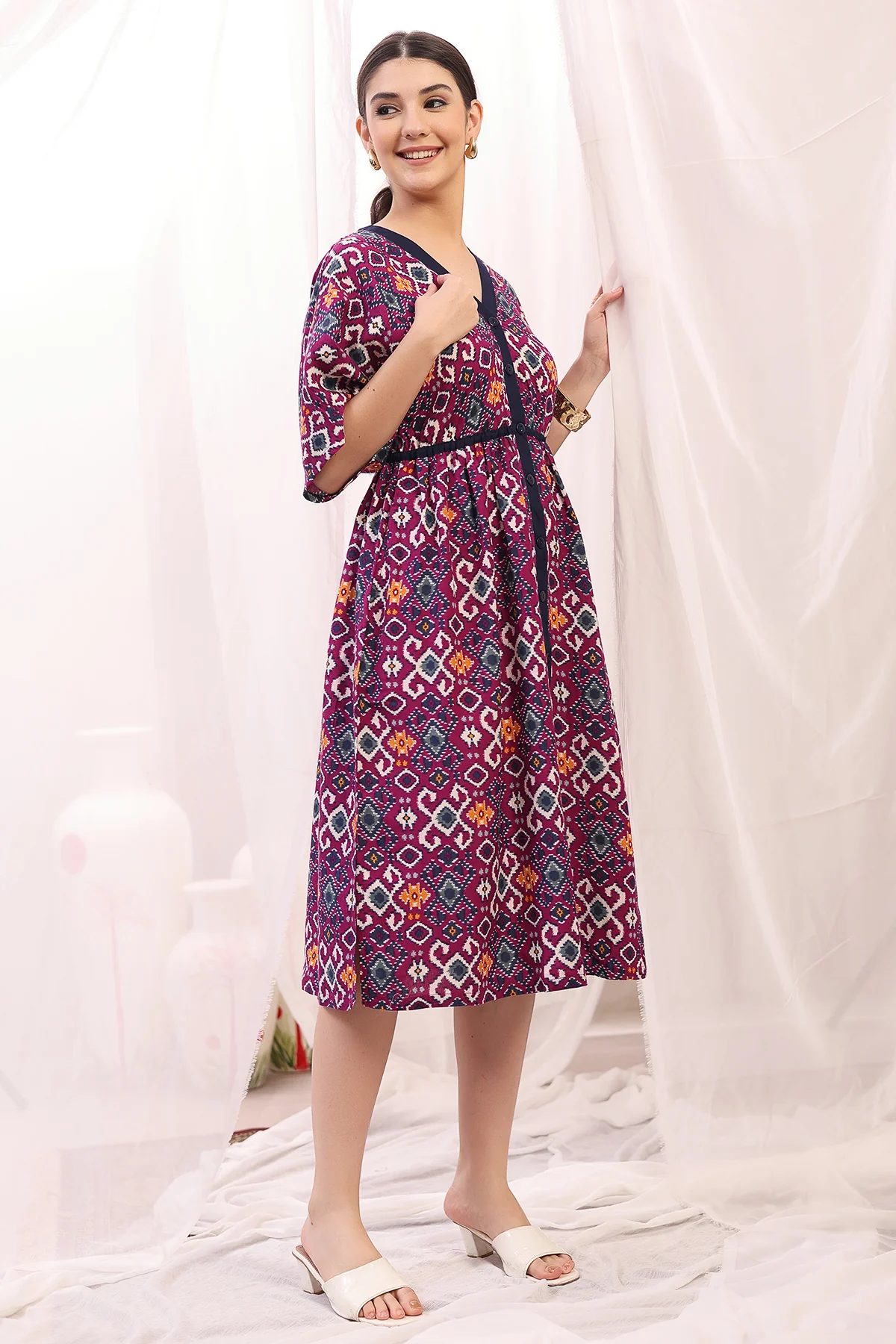 Floral Printed Zipless Feeding Shirtdress - Multi - Image 10