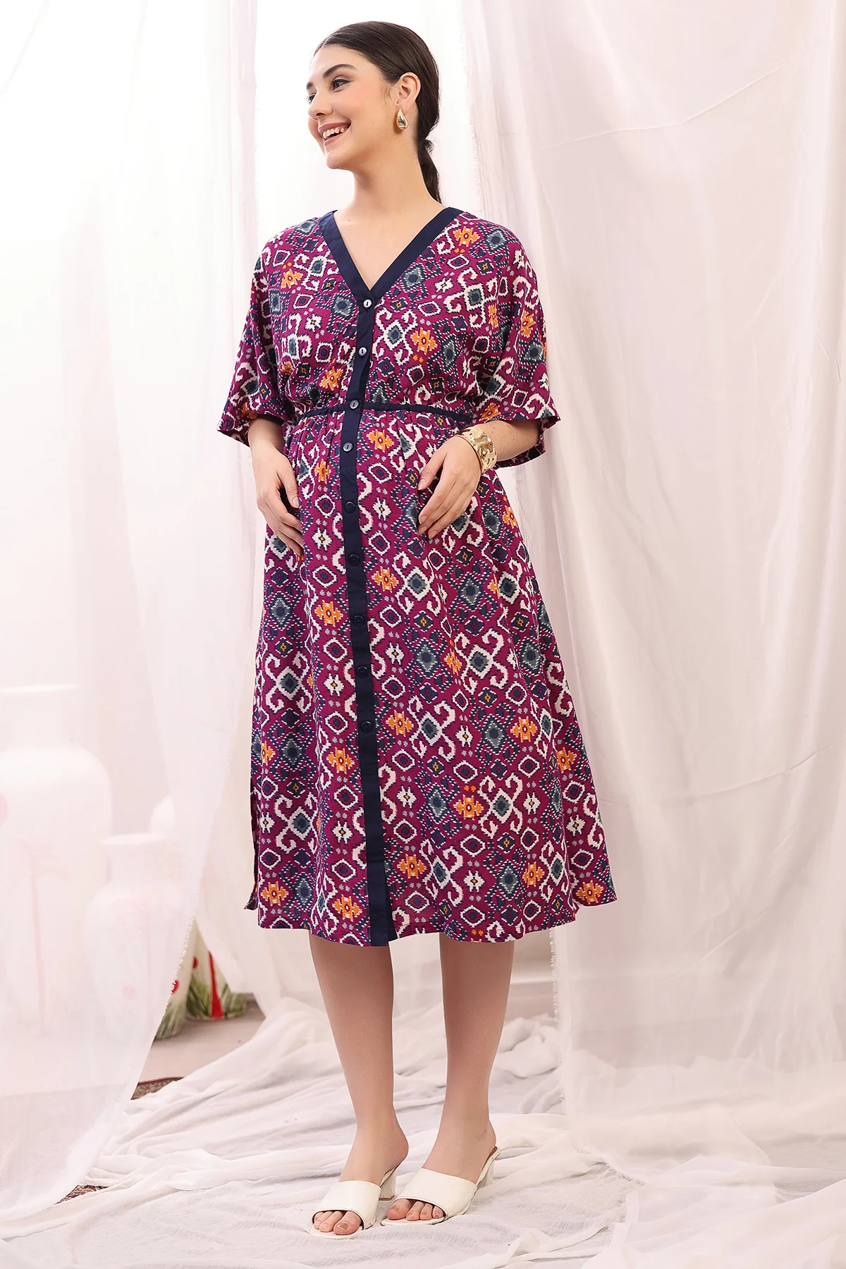 Floral Printed Zipless Feeding Shirtdress - Multi - Image 4