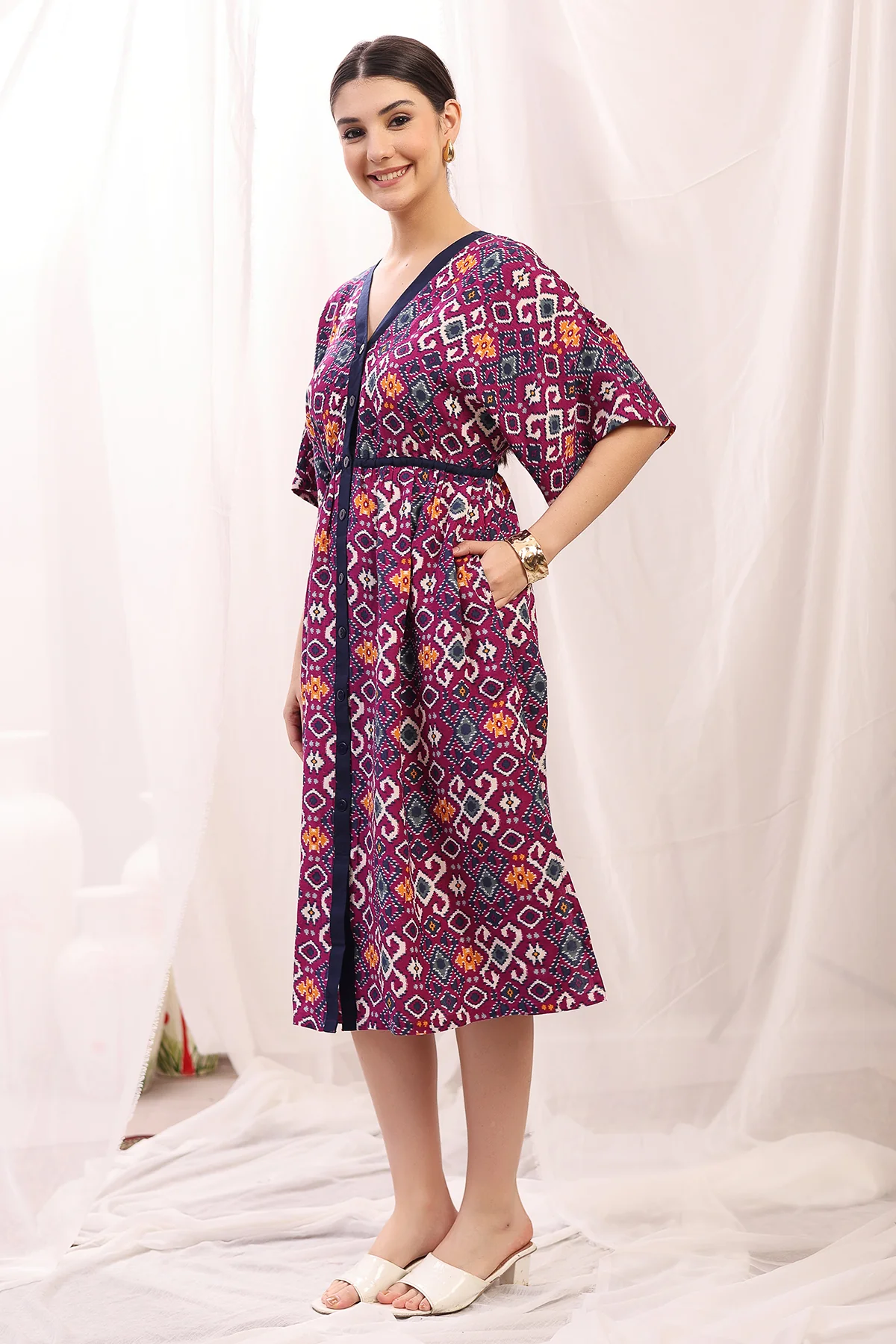 Floral Printed Zipless Feeding Shirtdress - Multi - Image 6