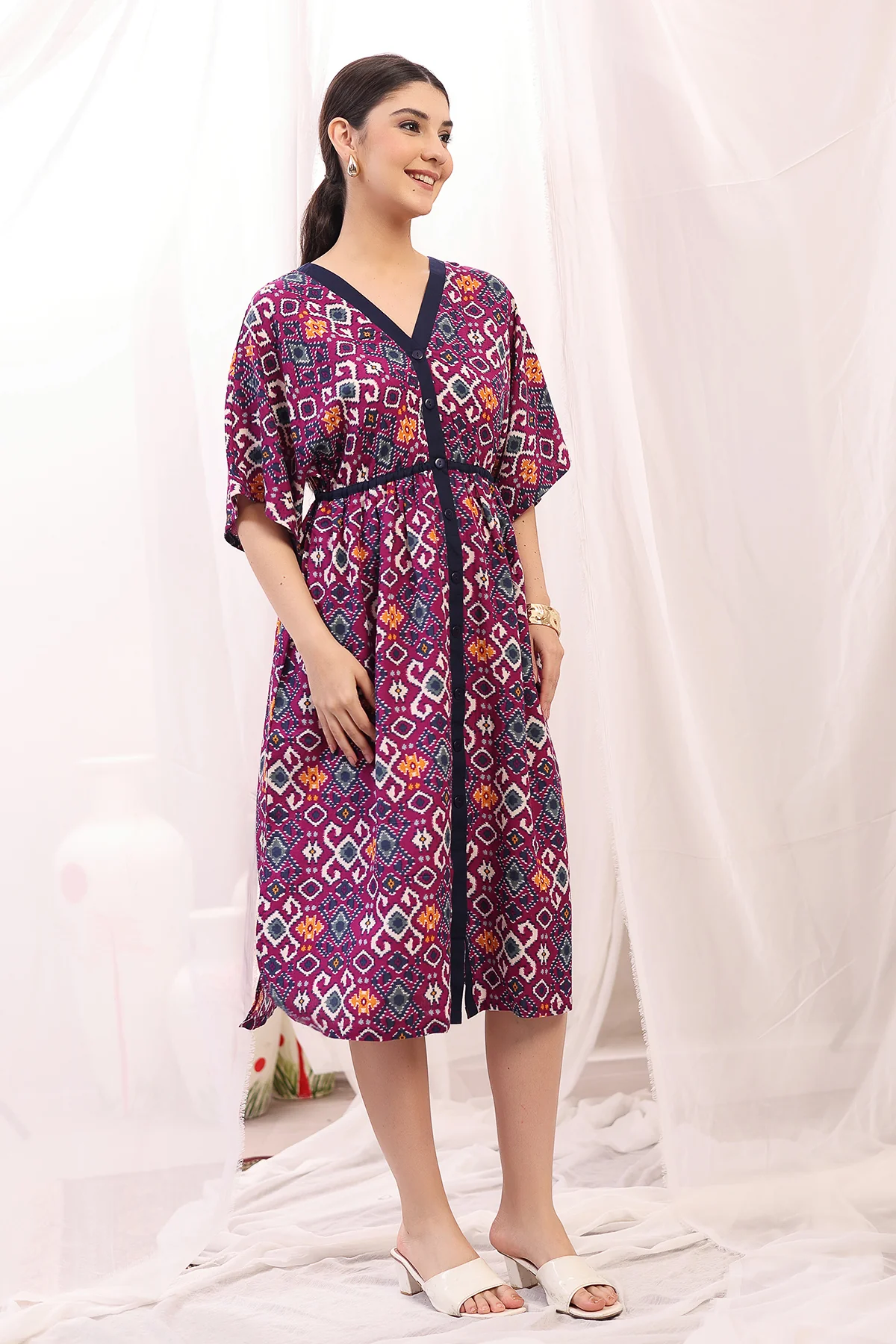 Floral Printed Zipless Feeding Shirtdress - Multi - Image 8