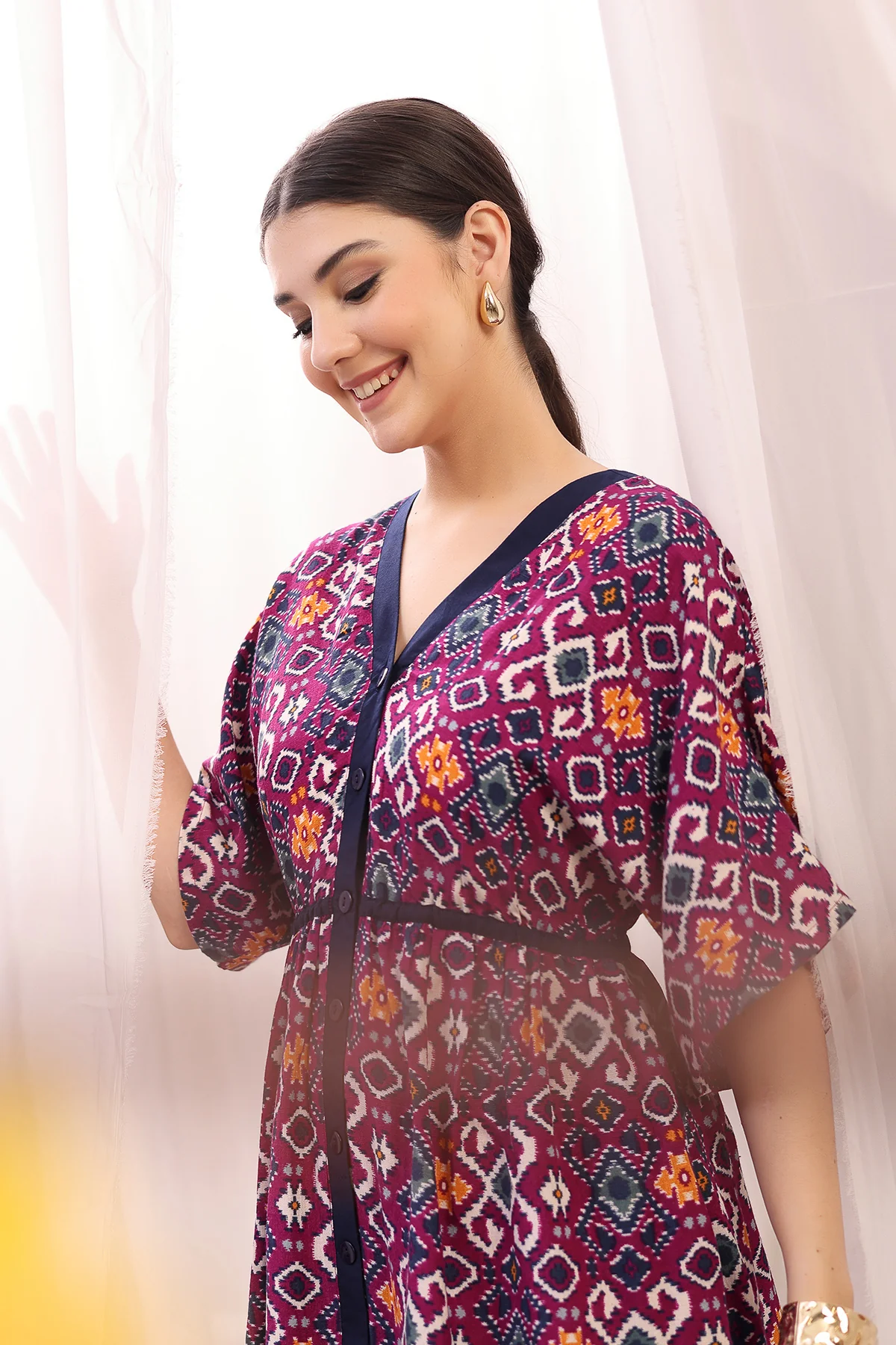 Floral Printed Zipless Feeding Shirtdress - Multi - Image 9