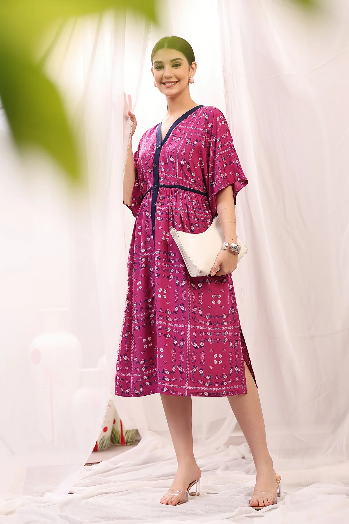 Floral Printed Zipless Feeding Shirtdress - Pink - Image 10