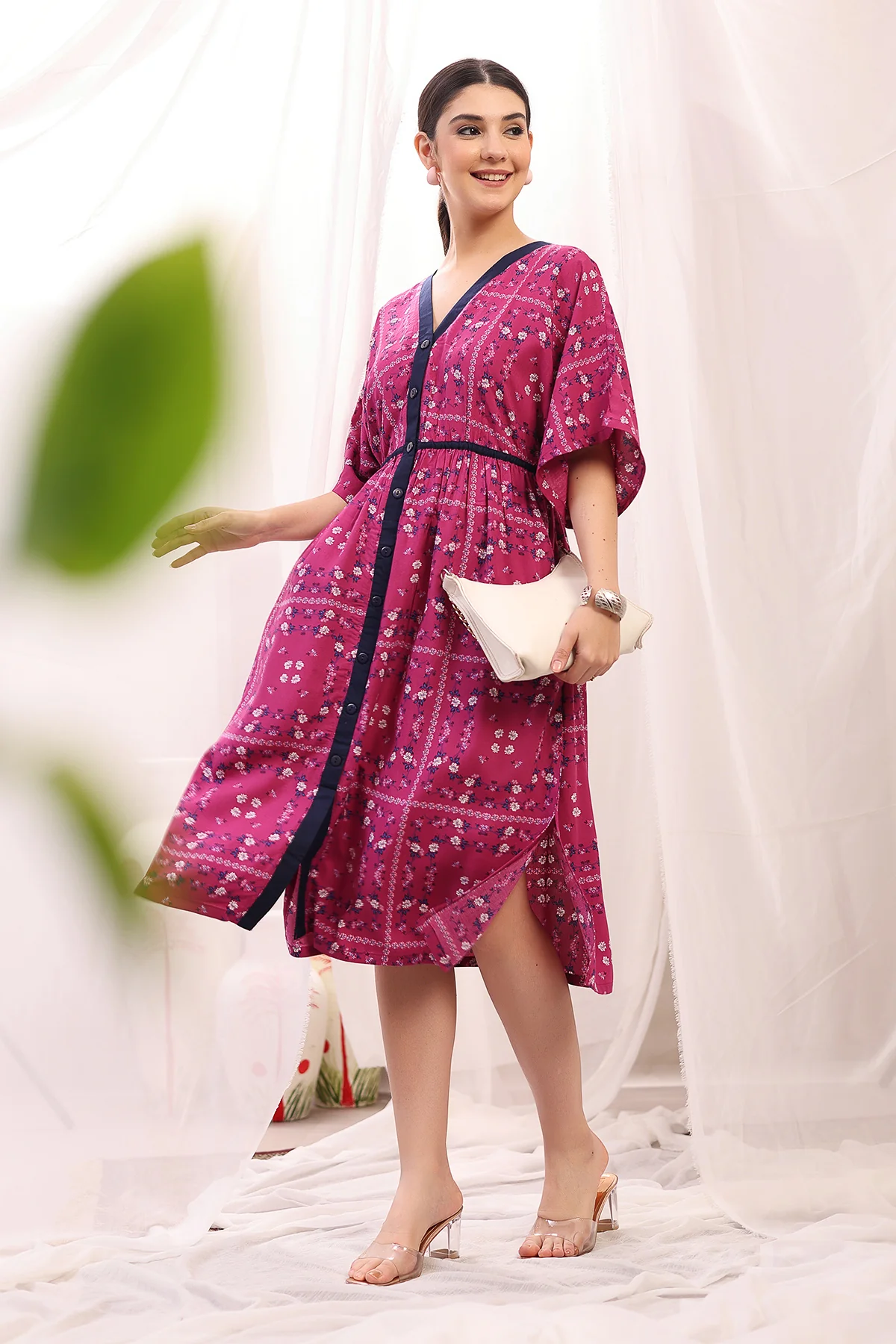 Floral Printed Zipless Feeding Shirtdress - Pink - Image 4