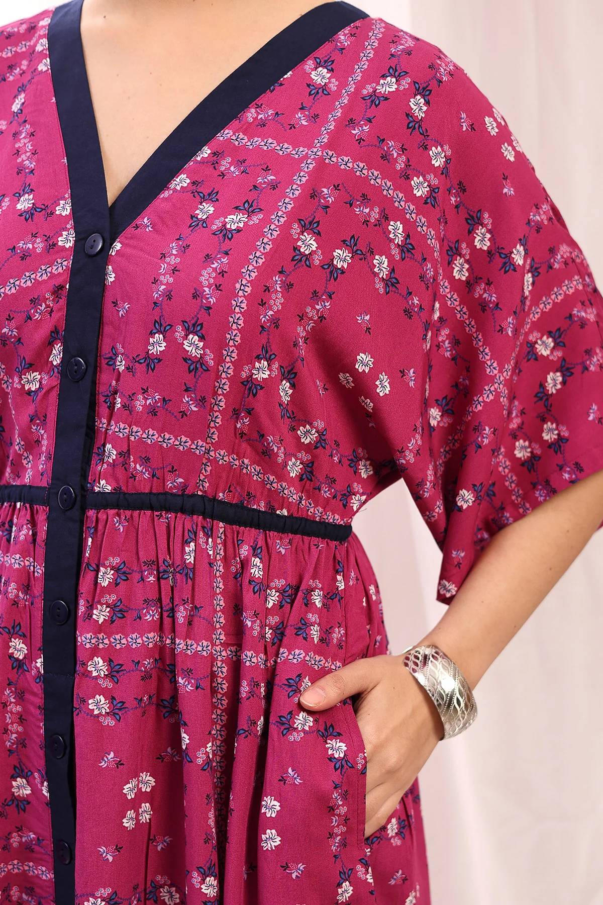 Floral Printed Zipless Feeding Shirtdress - Pink - Image 6