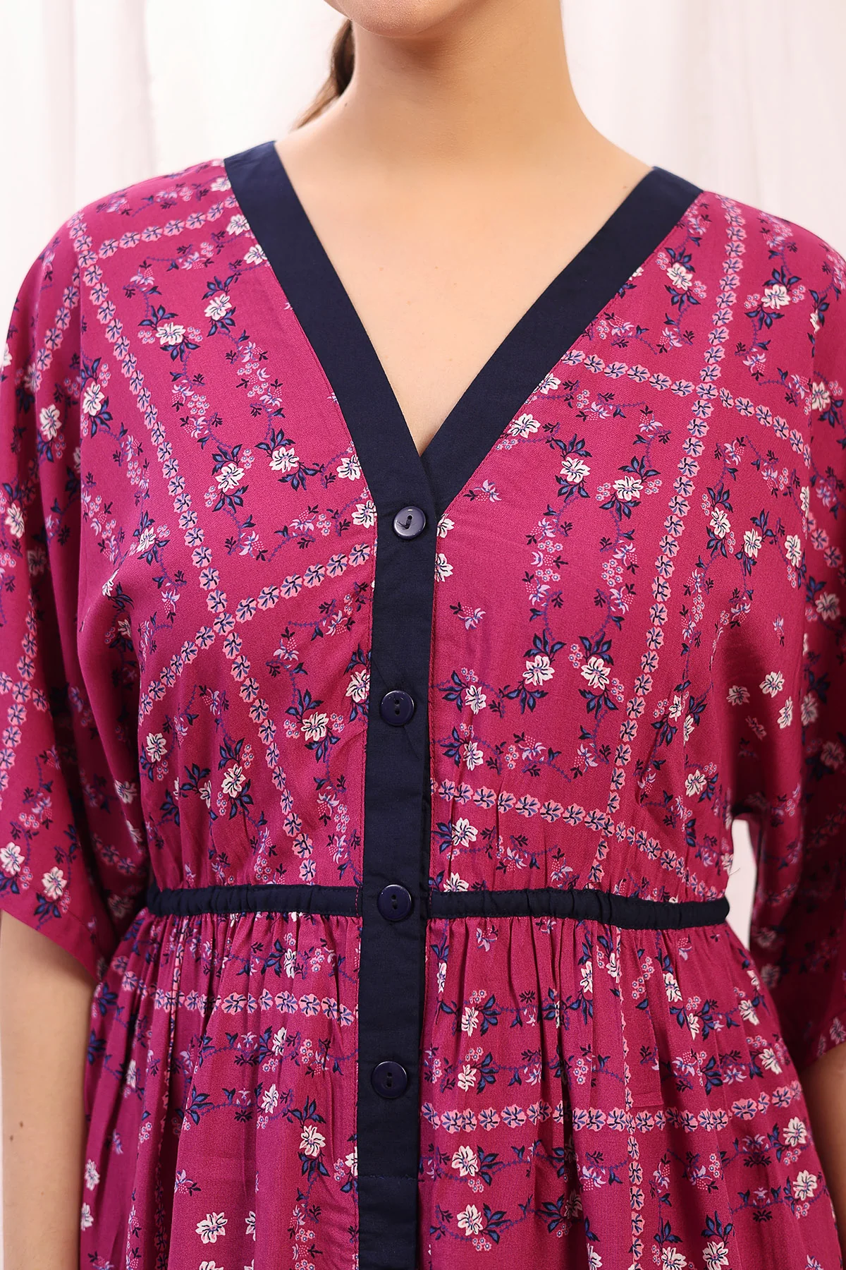 Floral Printed Zipless Feeding Shirtdress - Pink - Image 8
