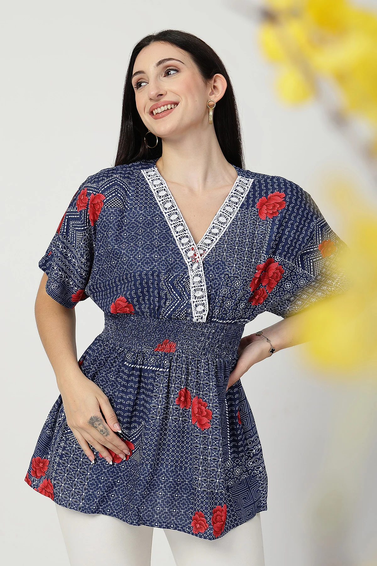 Floral Rayon Top with Zipless Feeding - Image 12