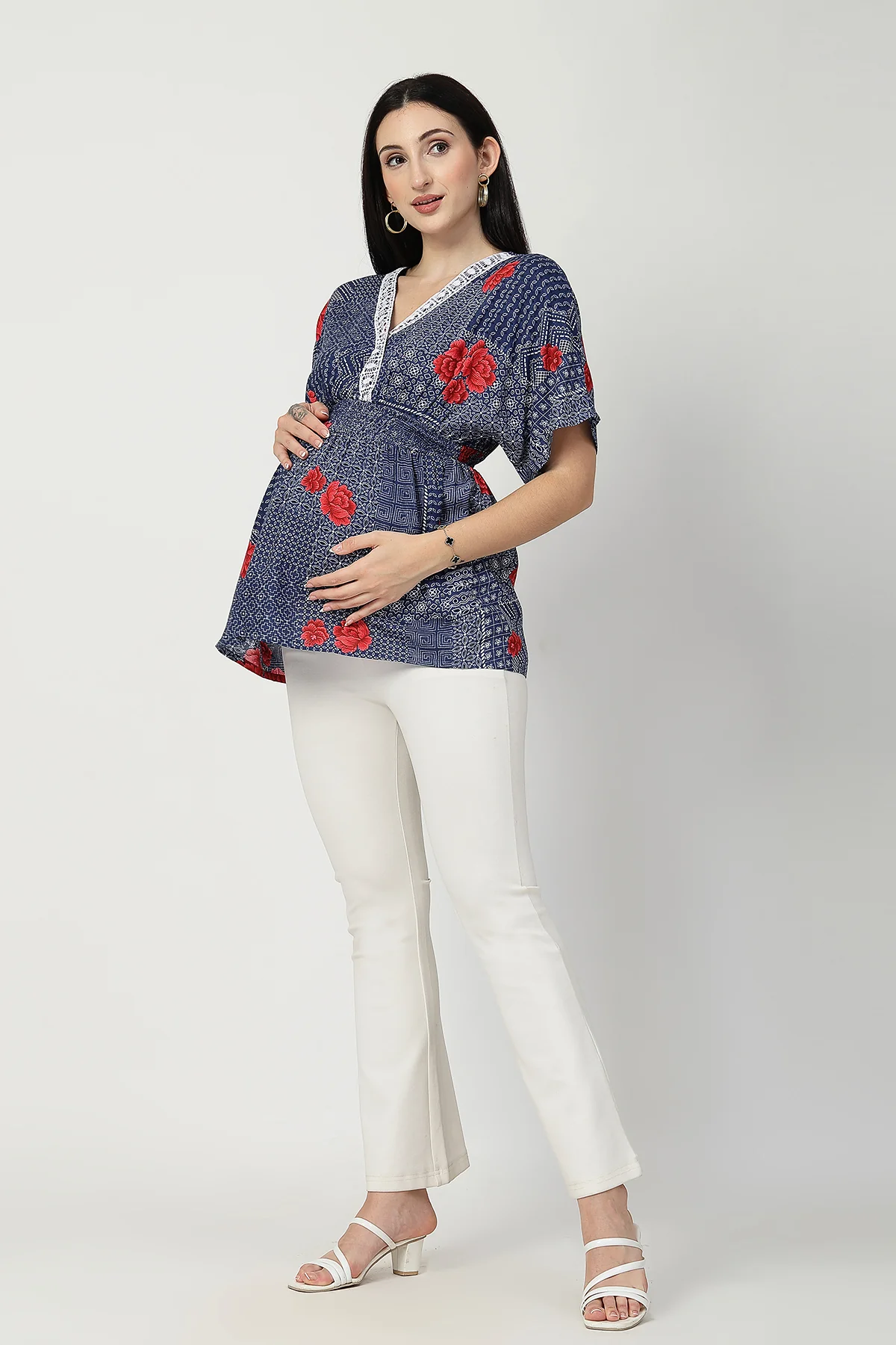 Floral Rayon Top with Zipless Feeding - Image 13
