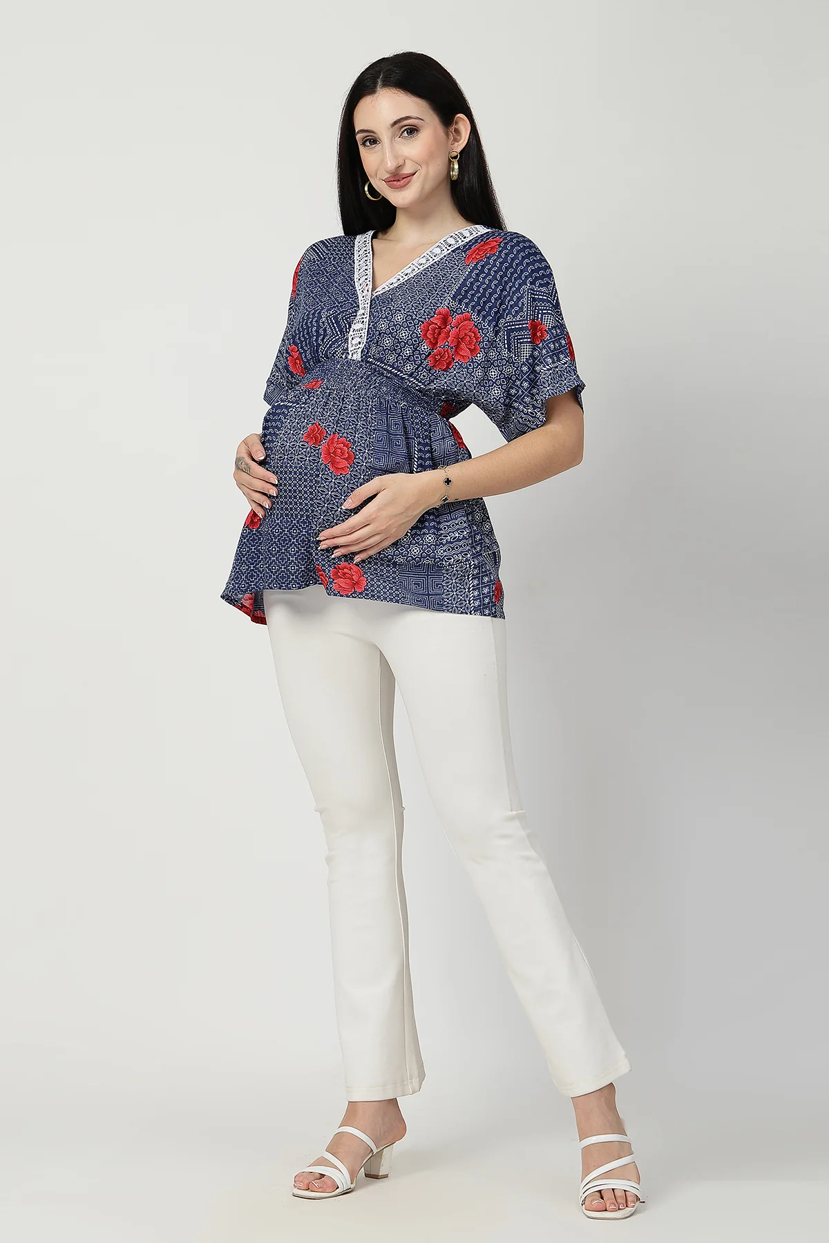 Floral Rayon Top with Zipless Feeding - Image 4