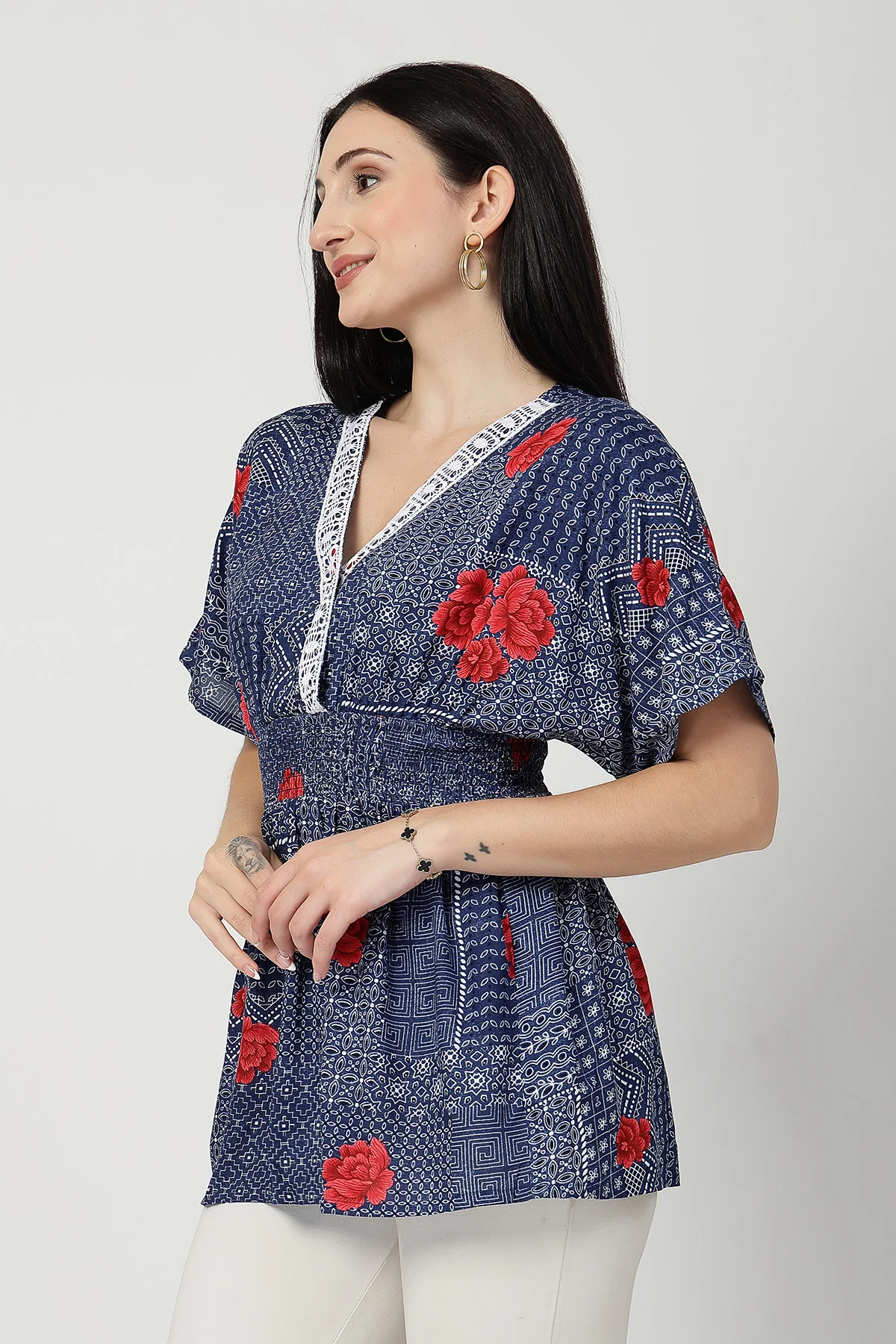 Floral Rayon Top with Zipless Feeding - Image 5