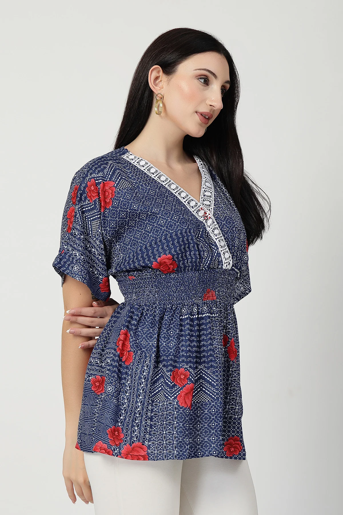 Floral Rayon Top with Zipless Feeding - Image 6
