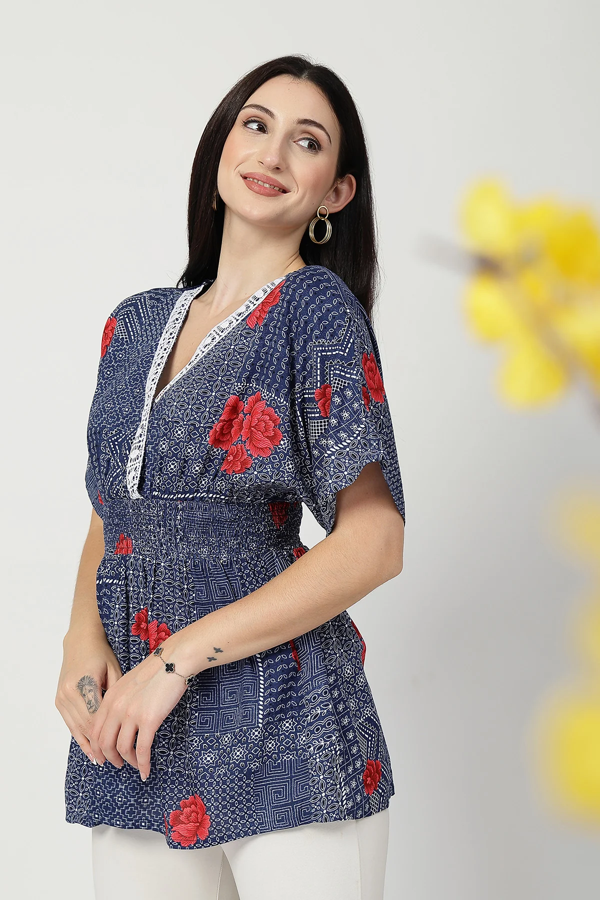 Floral Rayon Top with Zipless Feeding - Image 9