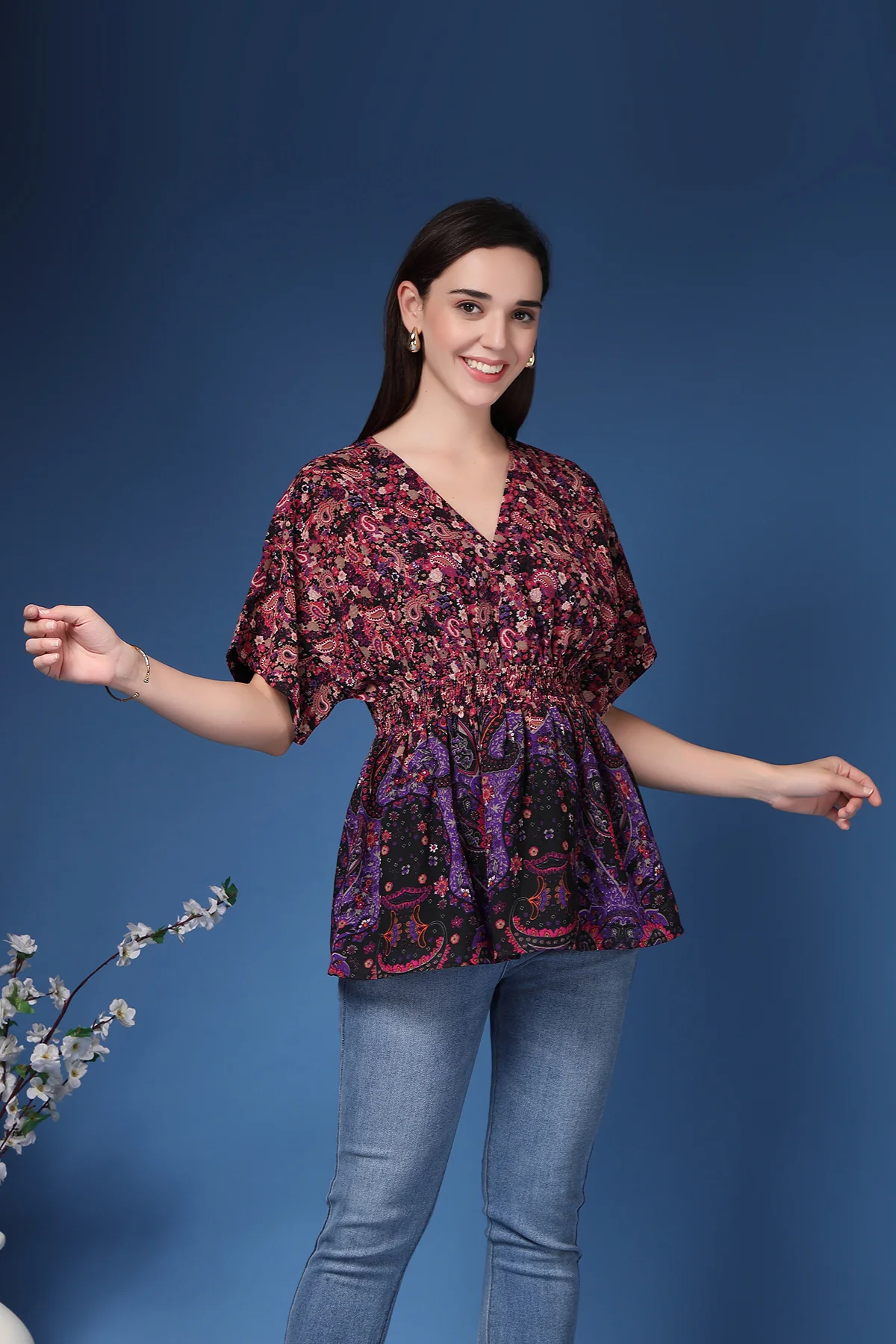 Floral Short Top with Zipless Feeding - Image 2