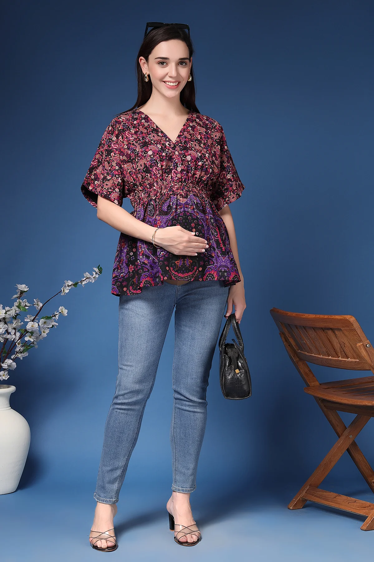 Floral Short Top with Zipless Feeding - Image 6