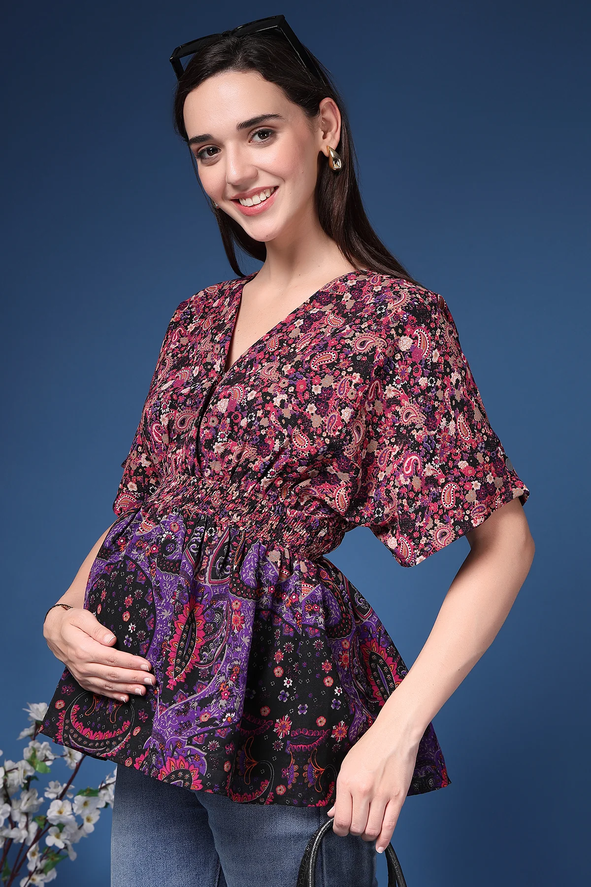 Floral Short Top with Zipless Feeding - Image 7