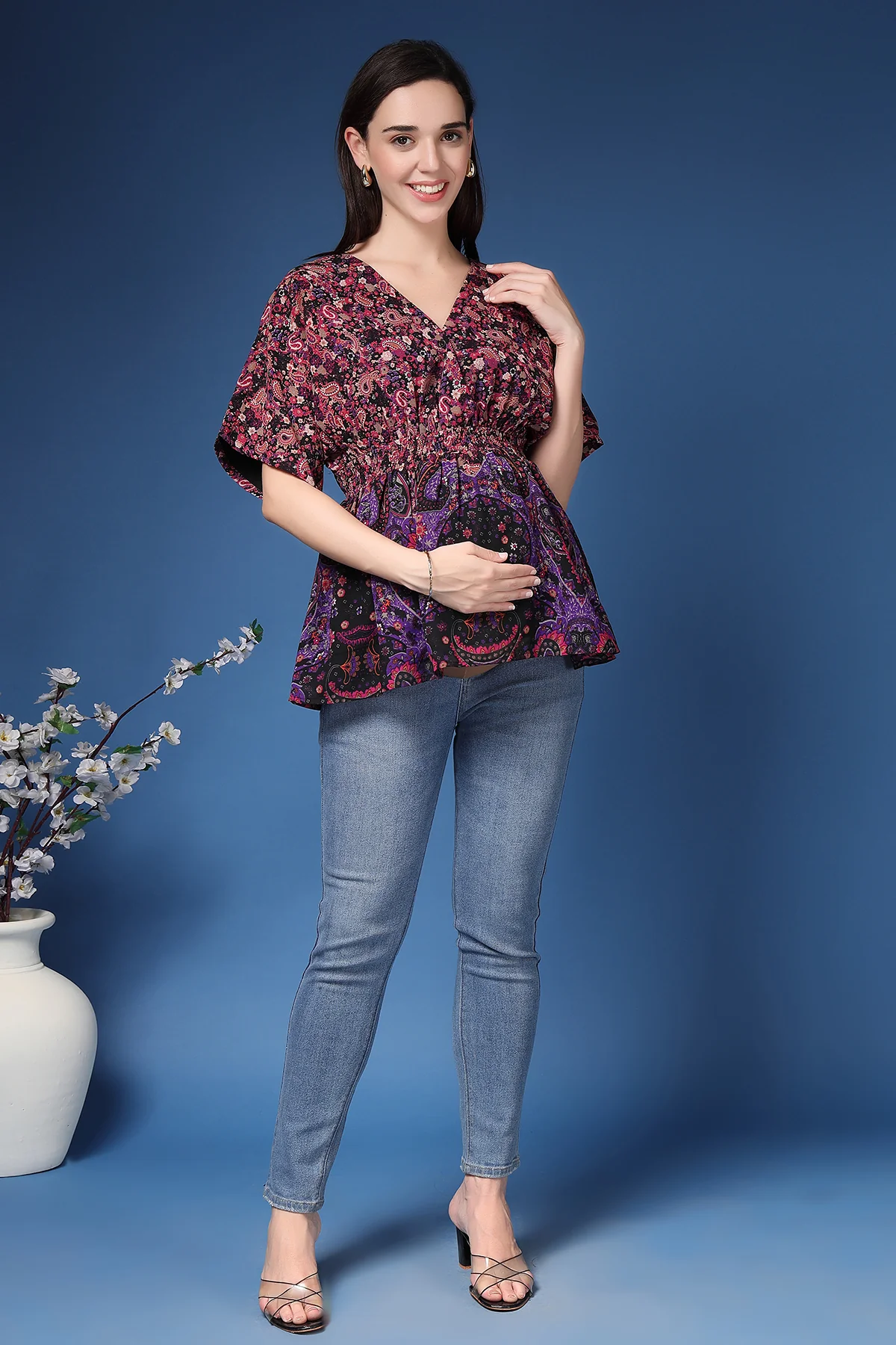 Floral Short Top with Zipless Feeding - Image 8