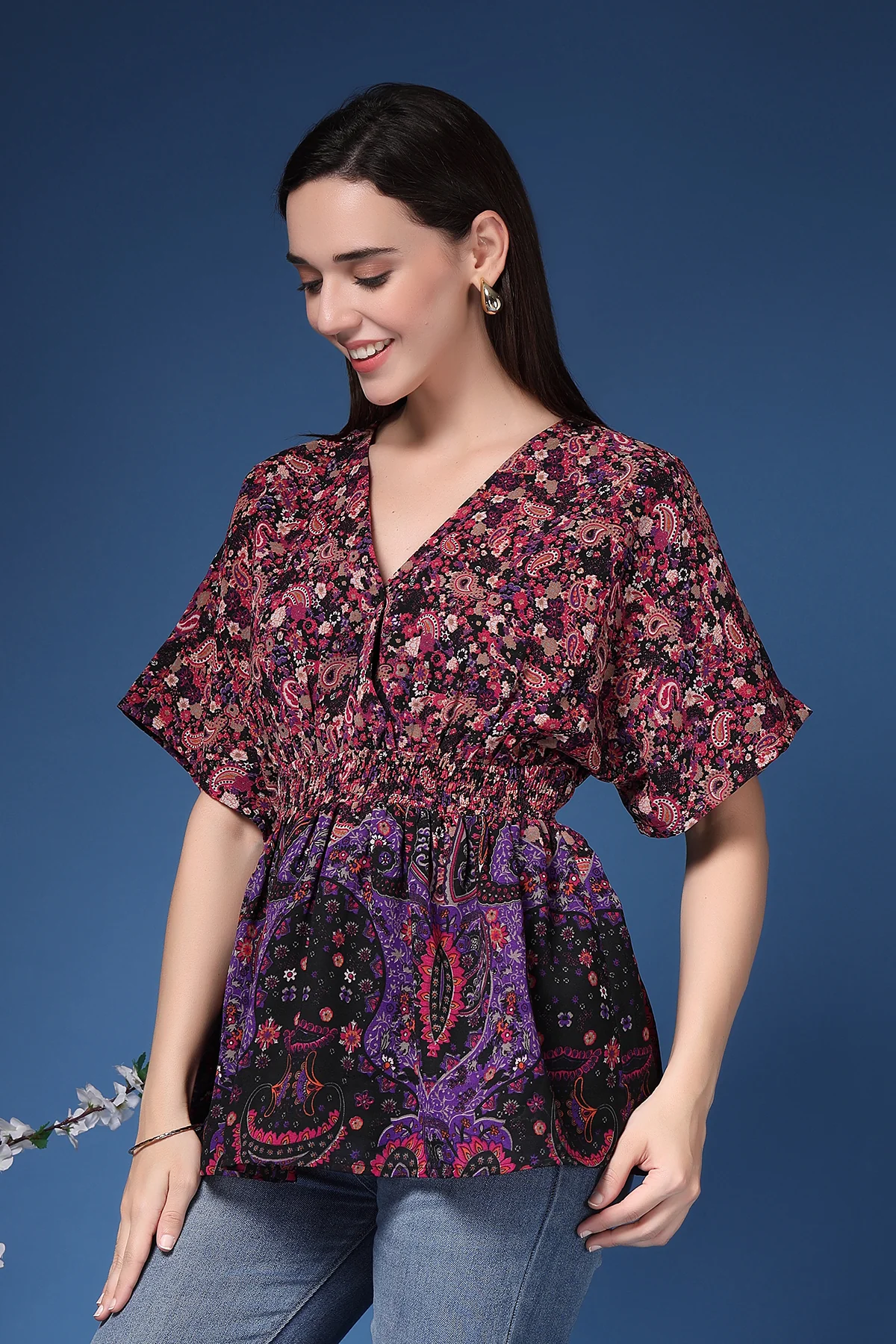 Floral Short Top with Zipless Feeding - Image 9