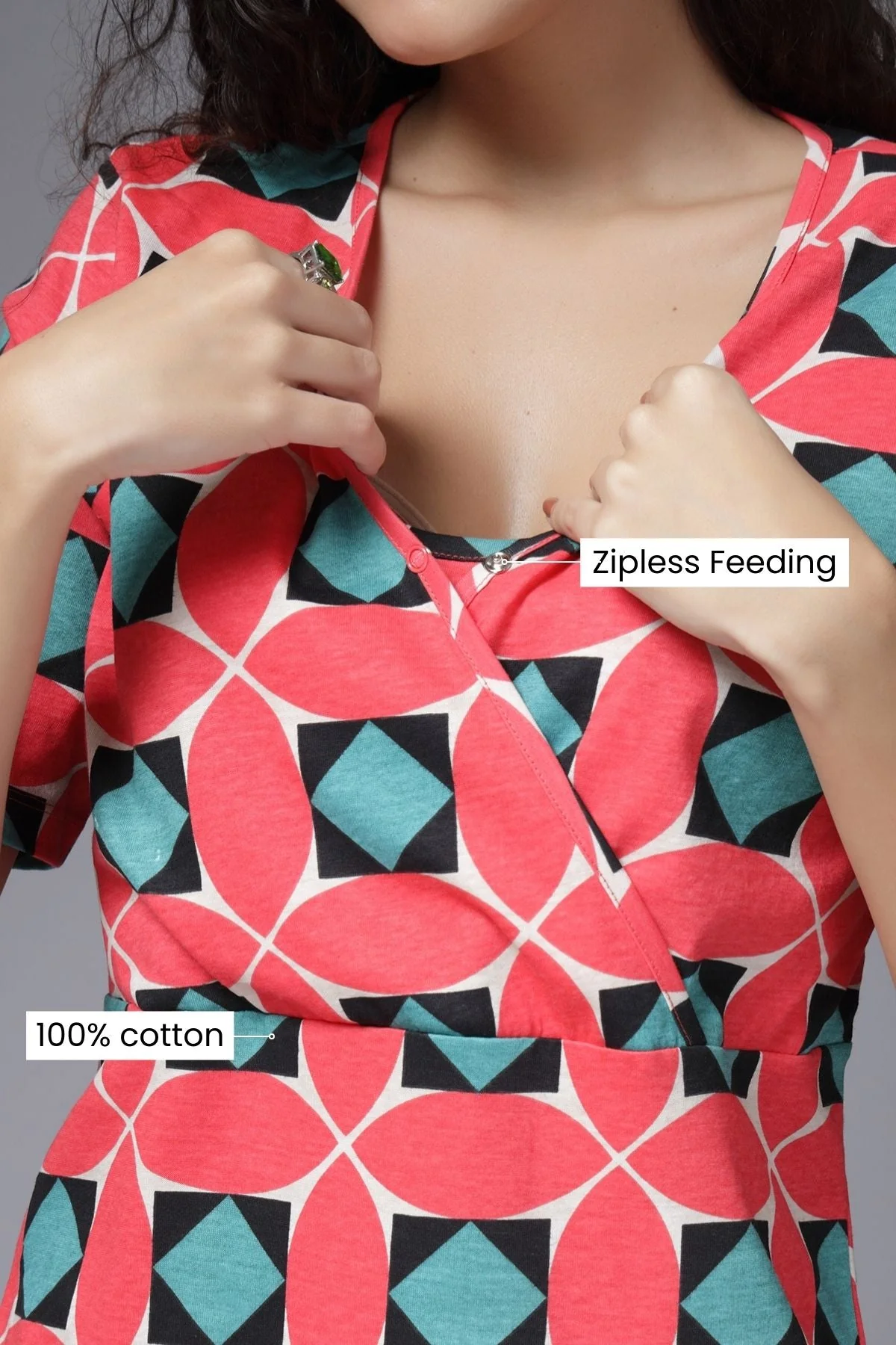 Geometric Grace Maternity Zipless Feeding Top - Image 13