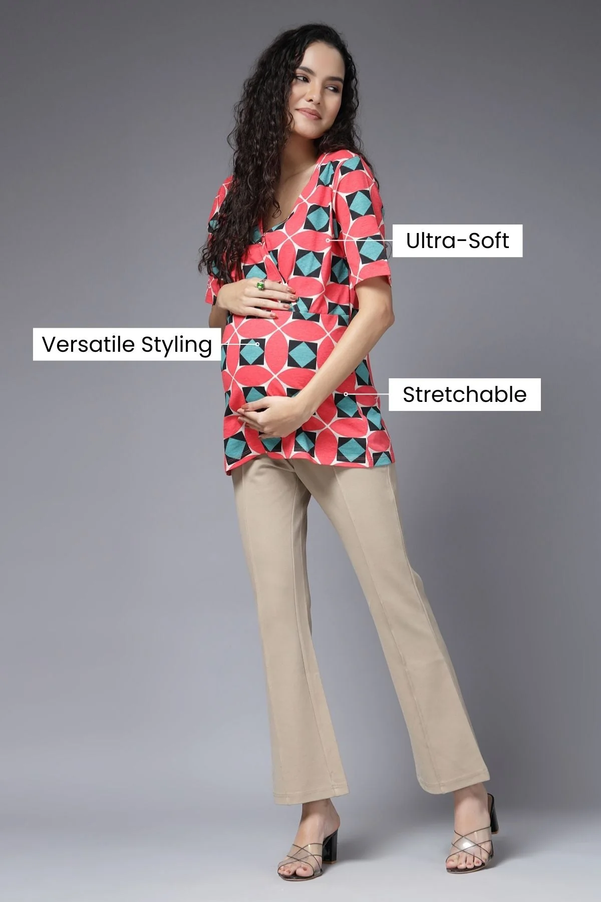 Geometric Grace Maternity Zipless Feeding Top - Image 15