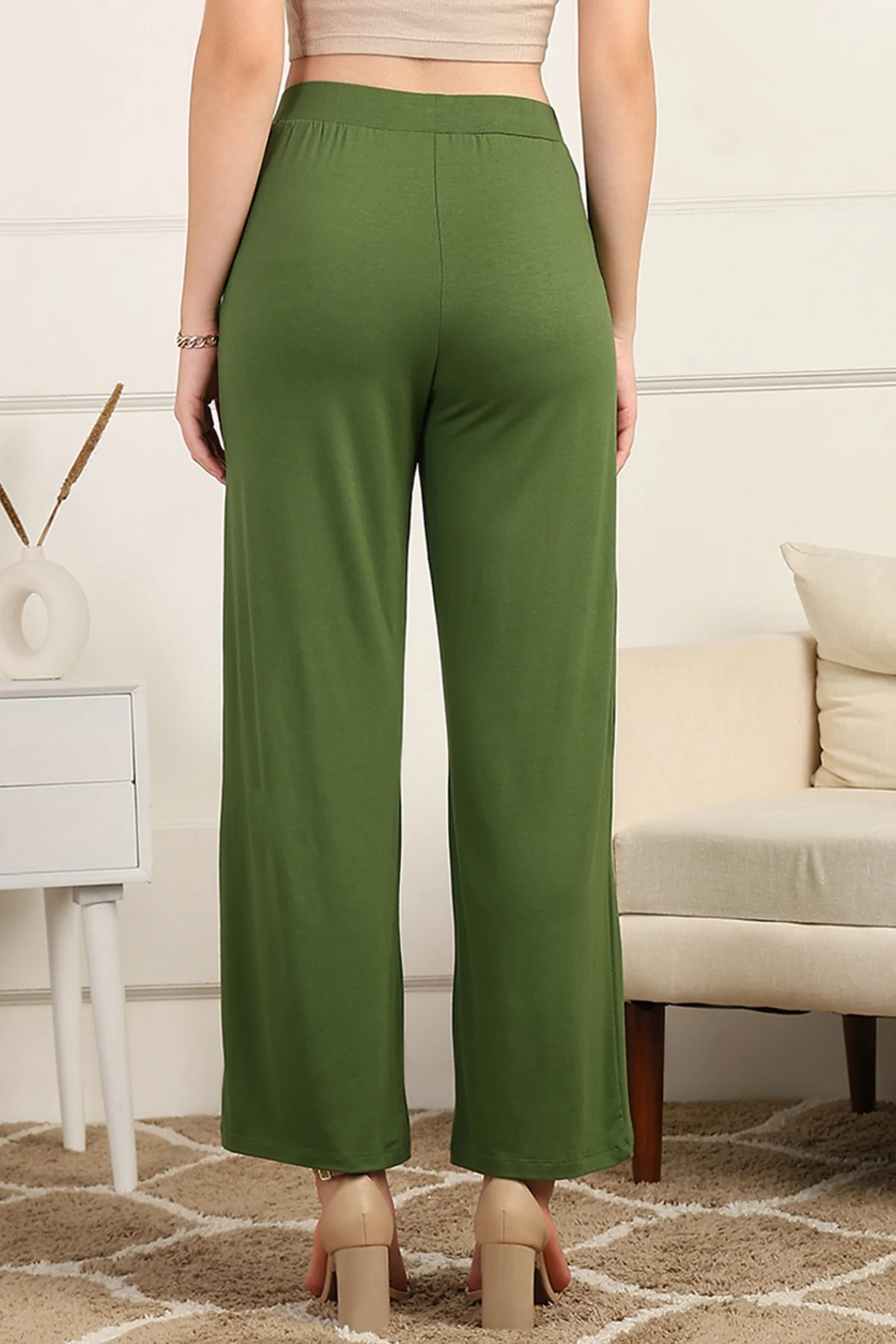 Green High Waist Maternity Palazzo - Image 4