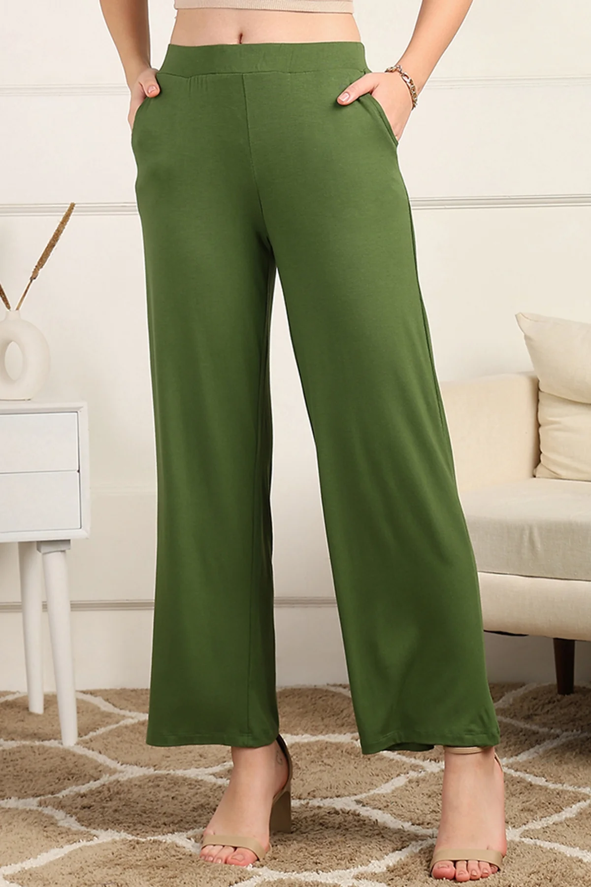Green High Waist Maternity Palazzo - Image 8