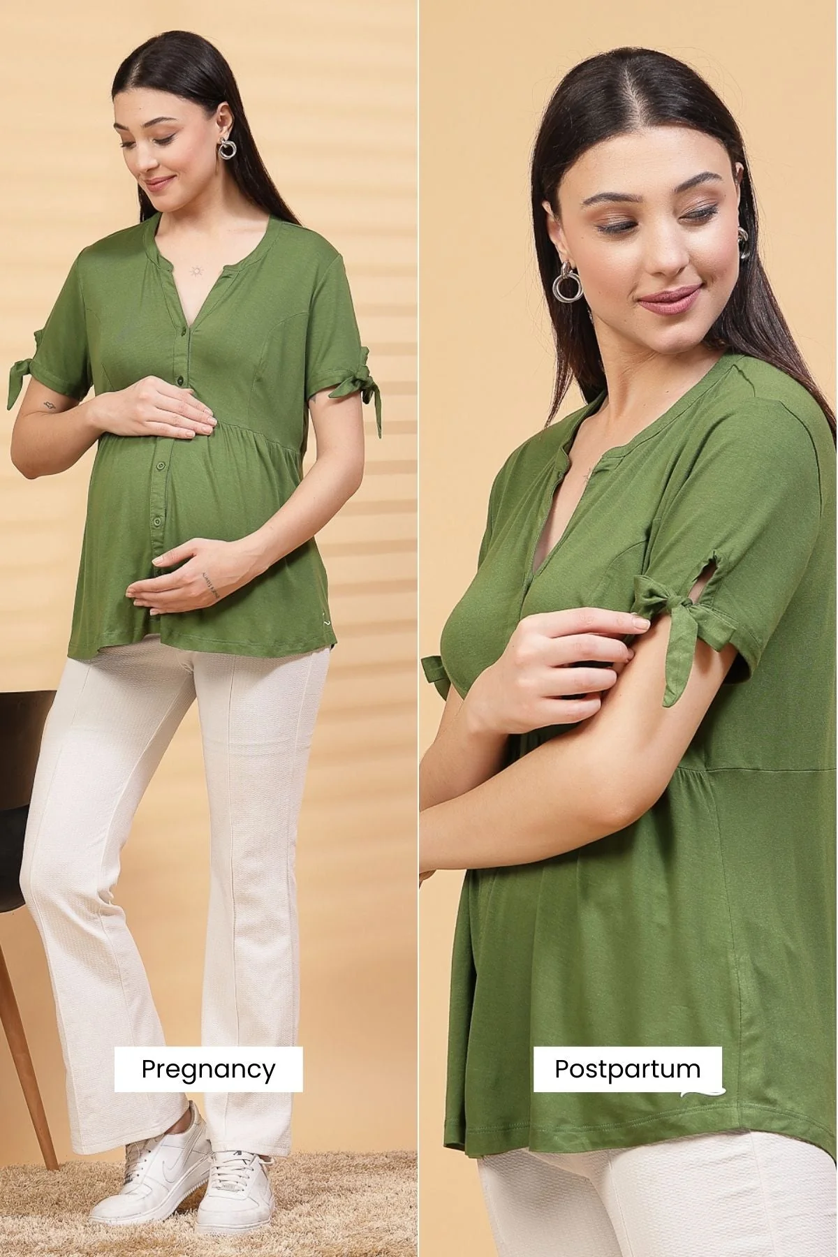 Green Solid Button Top For Zipless Feeding - Image 13