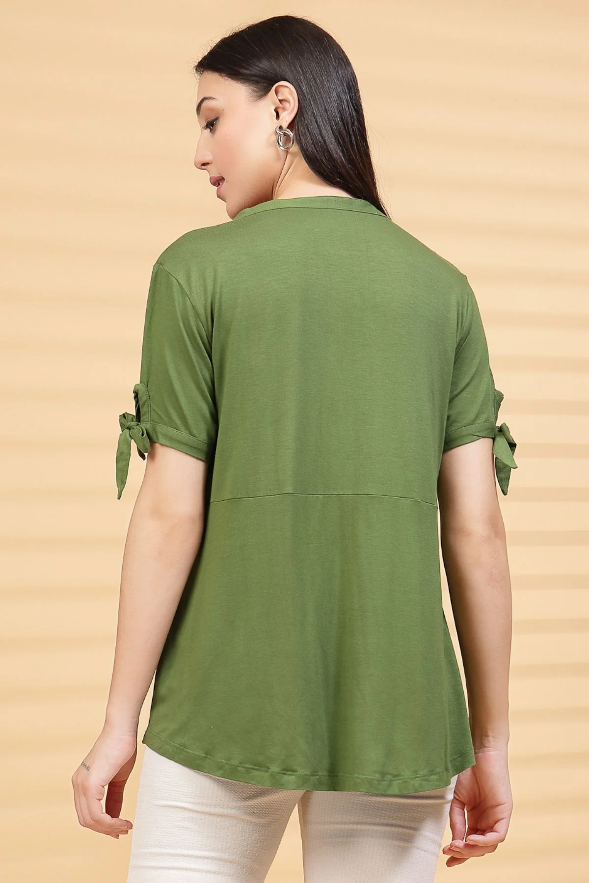 Green Solid Button Top For Zipless Feeding - Image 6
