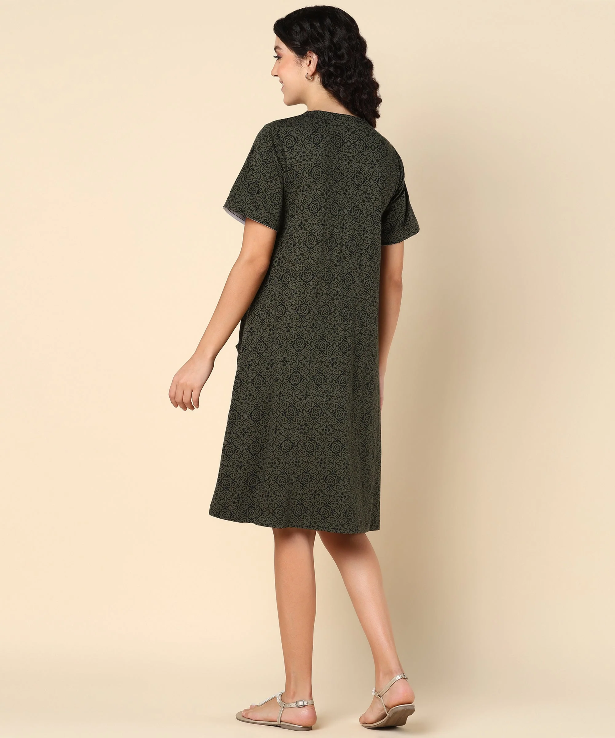 Forest Green Zipless Feeding Dress - Image 11