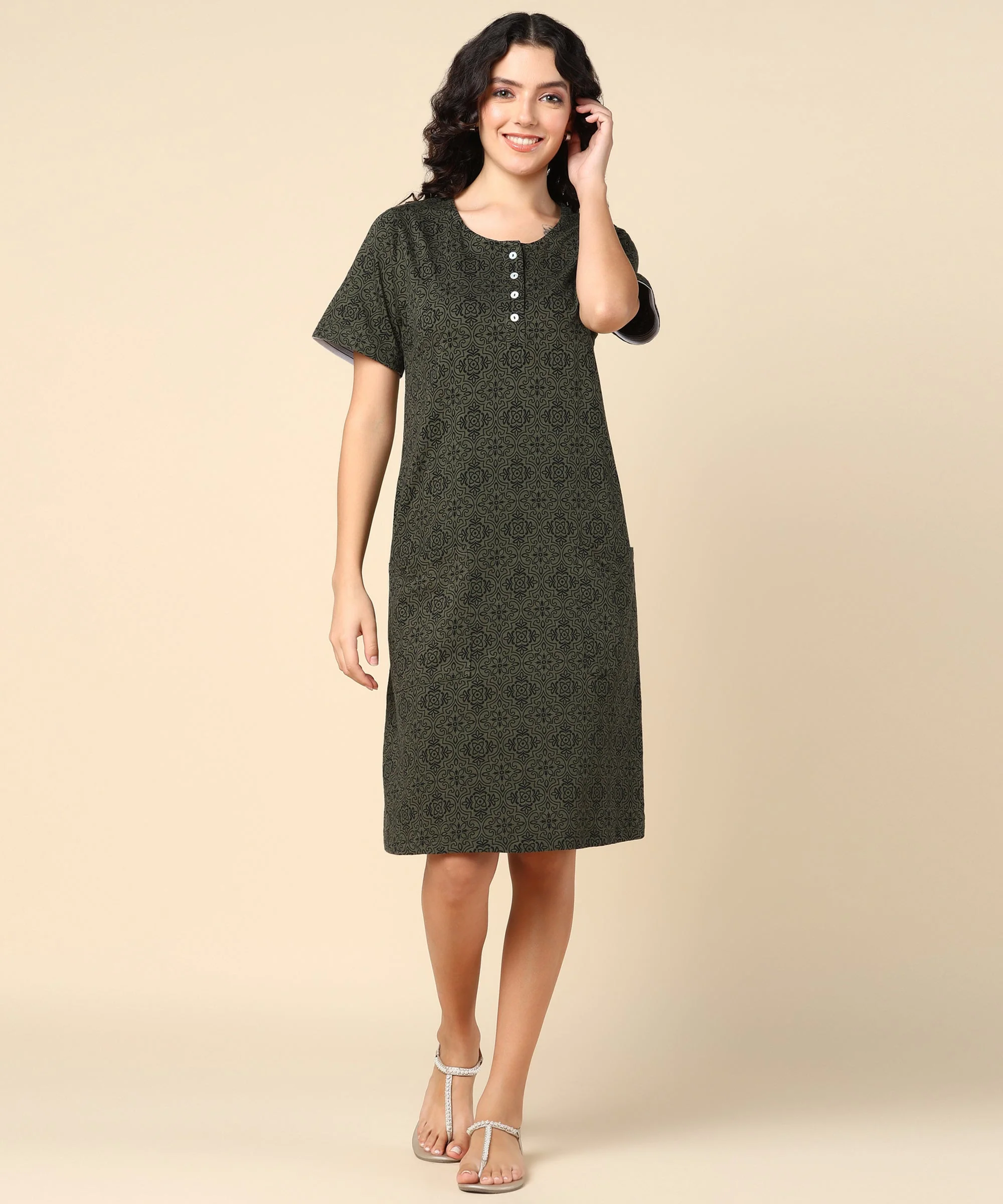 Forest Green Zipless Feeding Dress - Image 14