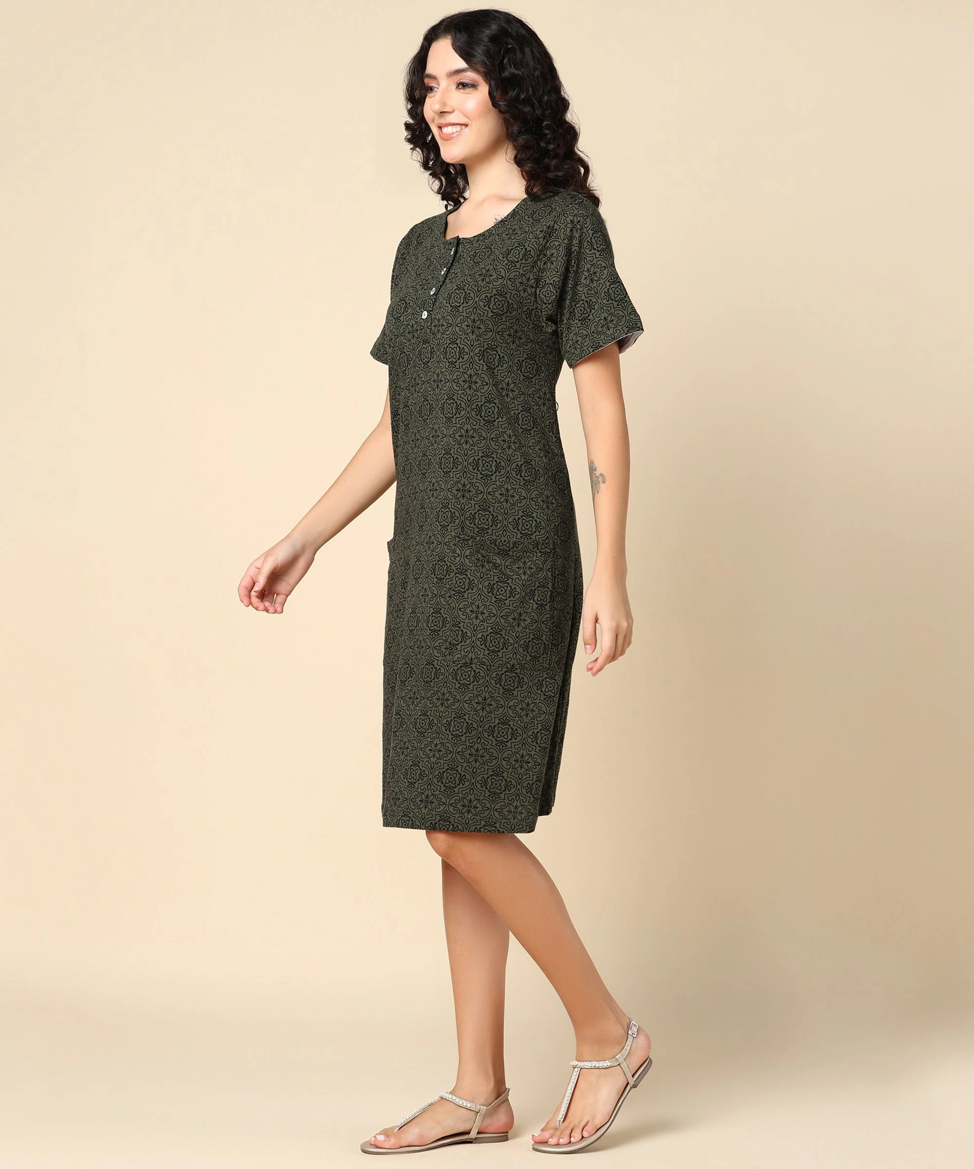 Forest Green Zipless Feeding Dress - Image 15