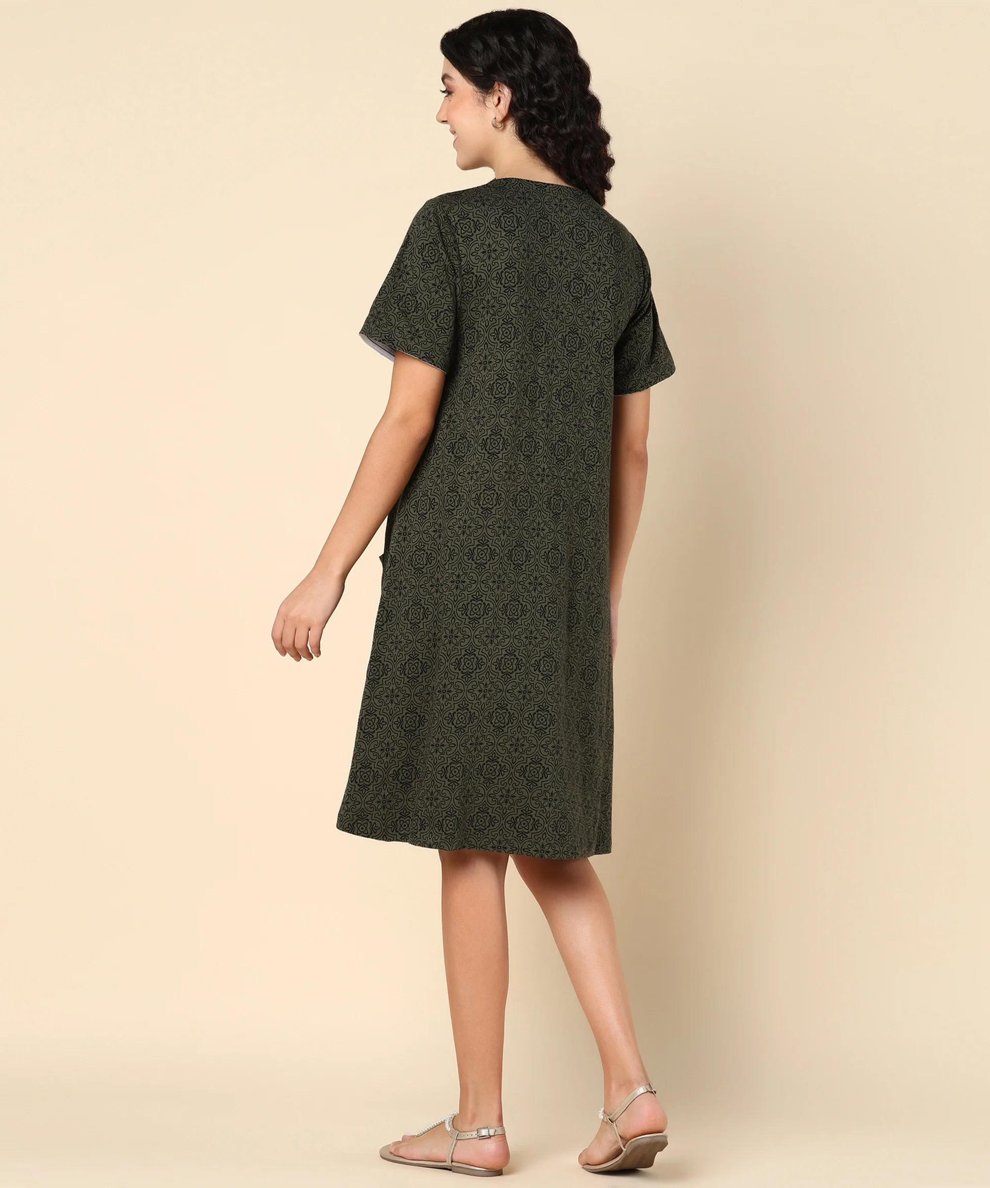 Forest Green Zipless Feeding Dress - Image 3